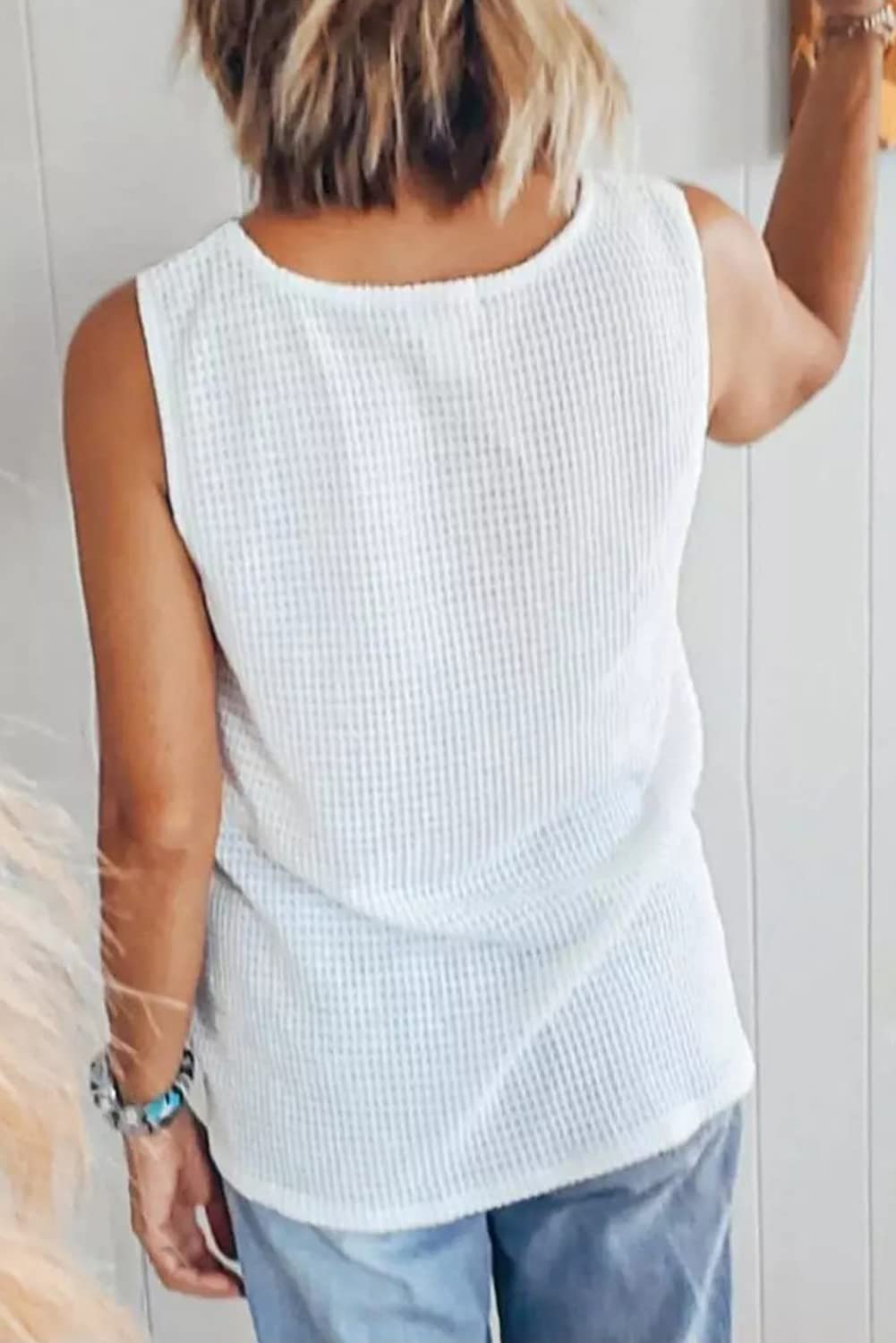 Cute Women's Twist Front Tops - Summer Casual Sleeveless Waffle Knit Shirts & Tank Blouses | Perfect for Beach Outings, Date Nights & Summer Vacations