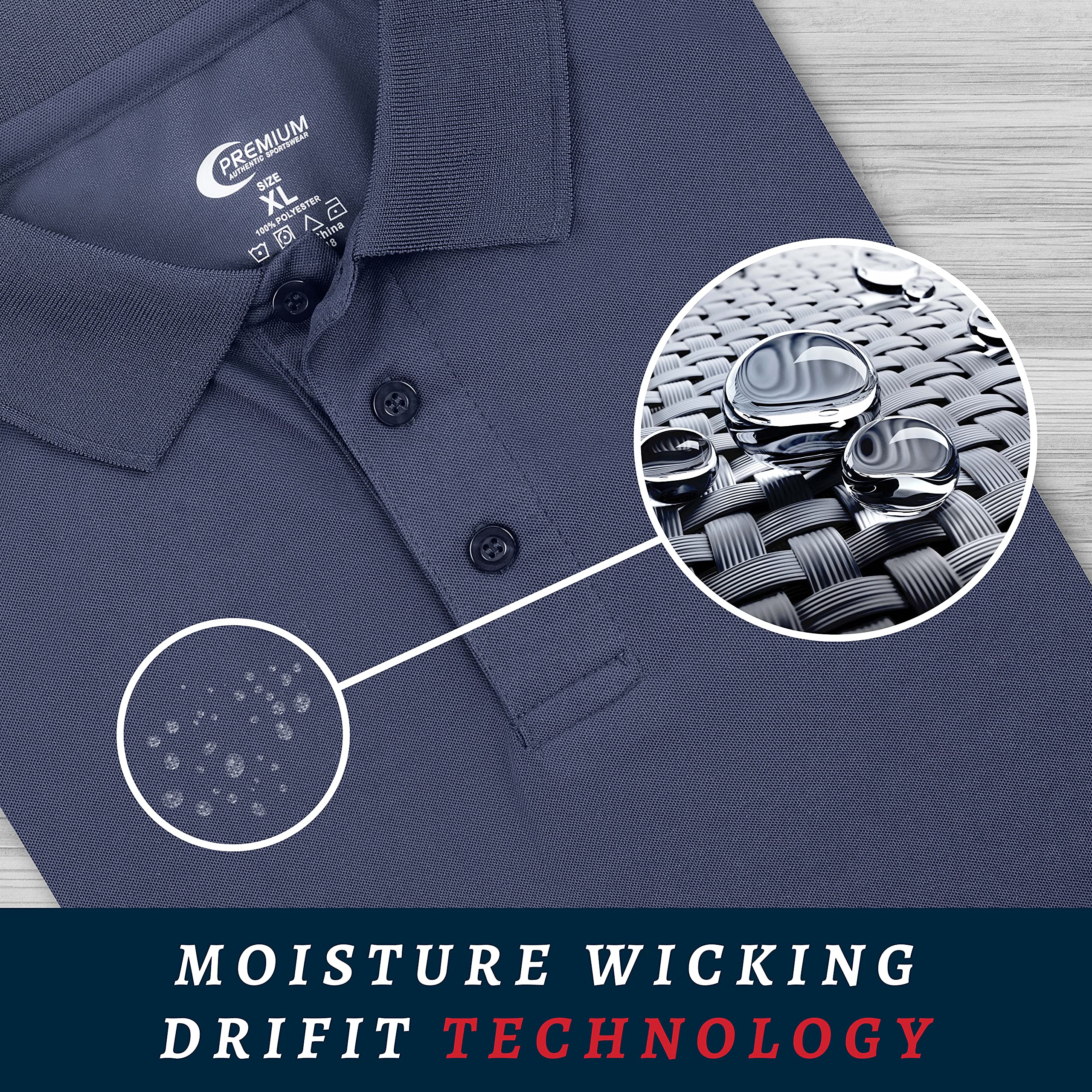 Premium Moisture-Wicking Men's Polo Shirt - Breathable & Quick-Dry Performance Tee for Golf, Work & Casual Wear