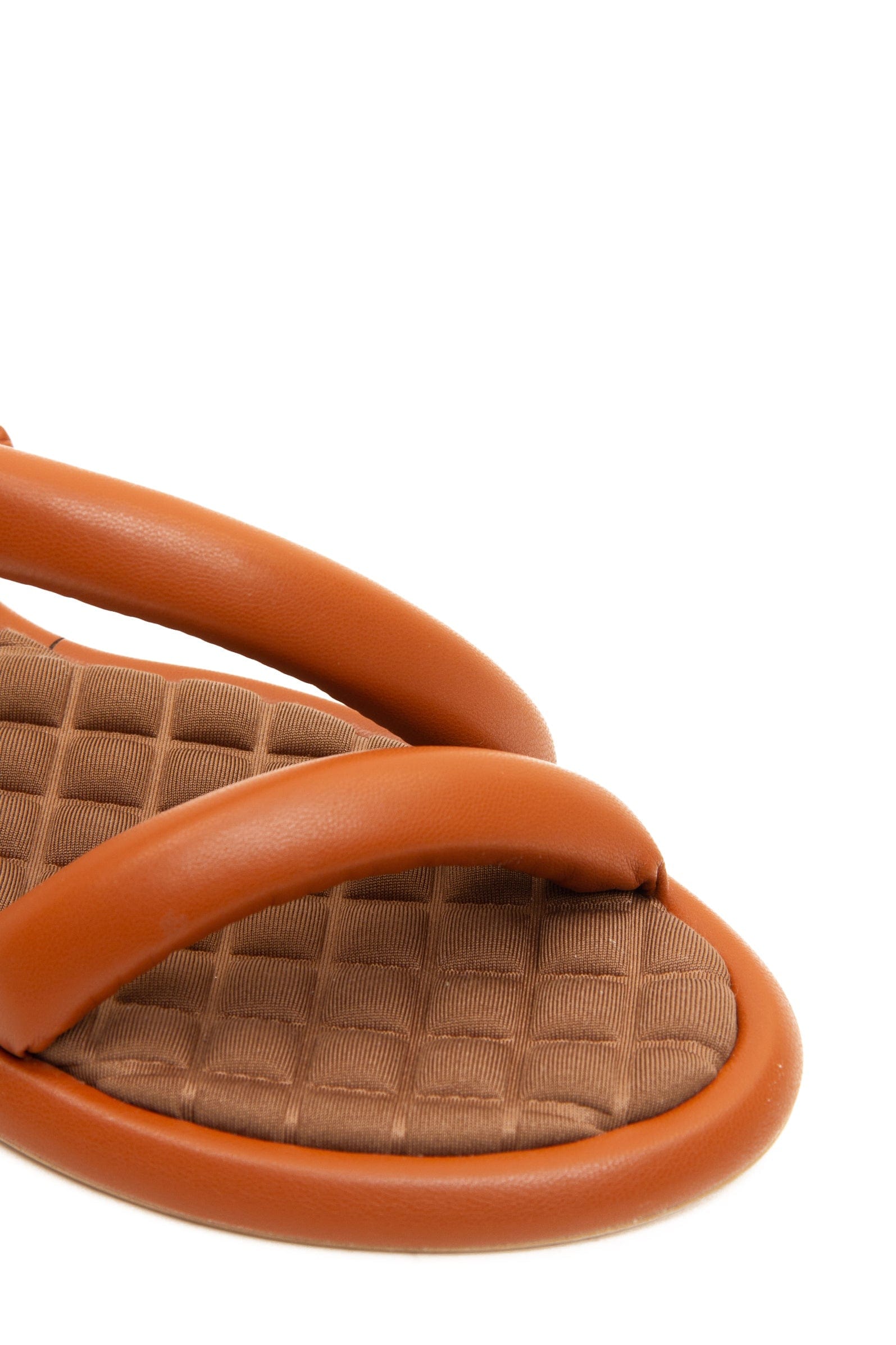 Gina Vegan Leather Chunky Flat Sandals for Women - Comfortable Brown Slide Sandals | Perfect for Summer, Beach, and Casual Outfits
