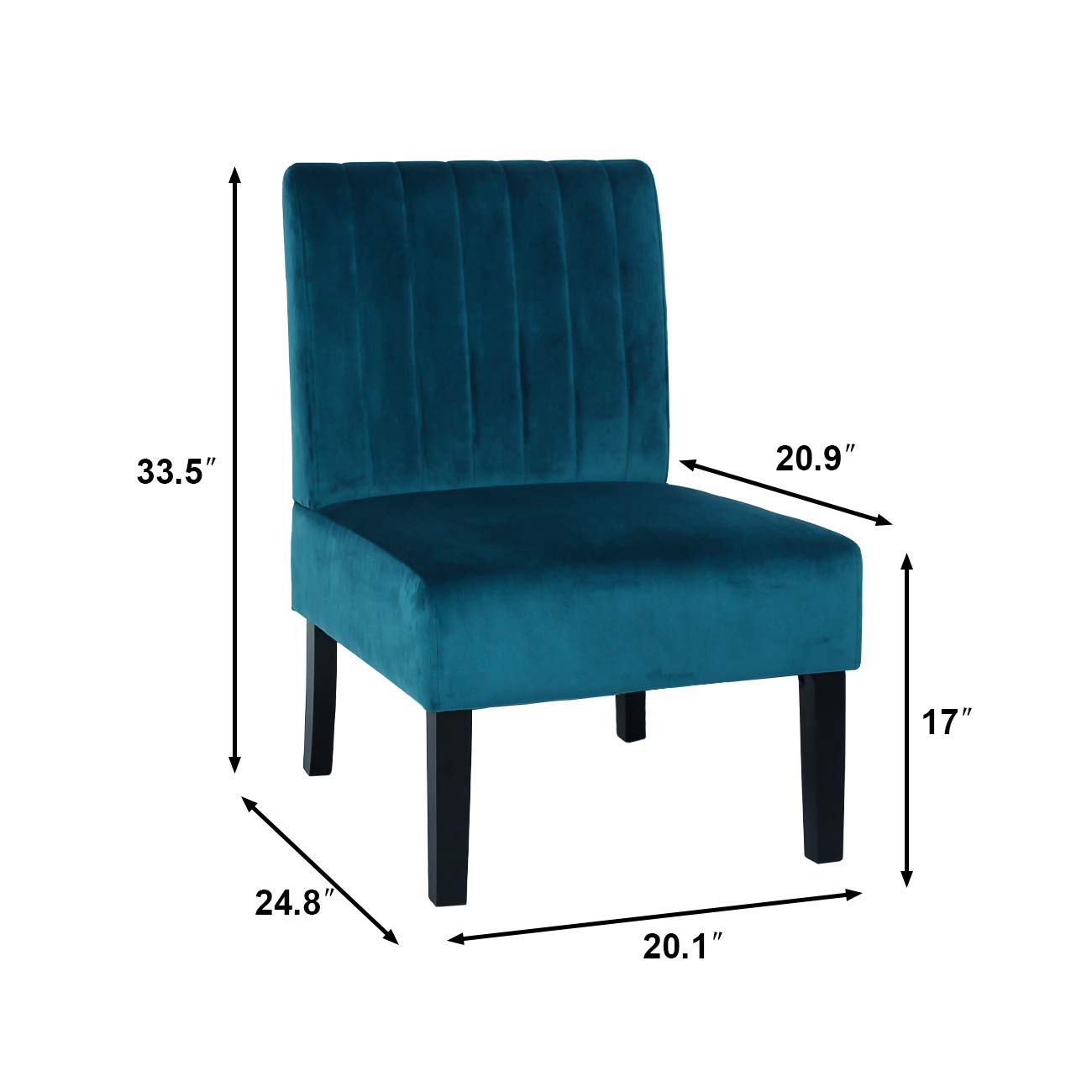 STHOUYN Modern Velvet Armless Accent Chairs Set of 2 - Blue Decorative Slipper Chairs for Bedroom, Vanity, Living Room & Office - Perfect as Desk Chairs, Corner Seating or Lounge Furniture