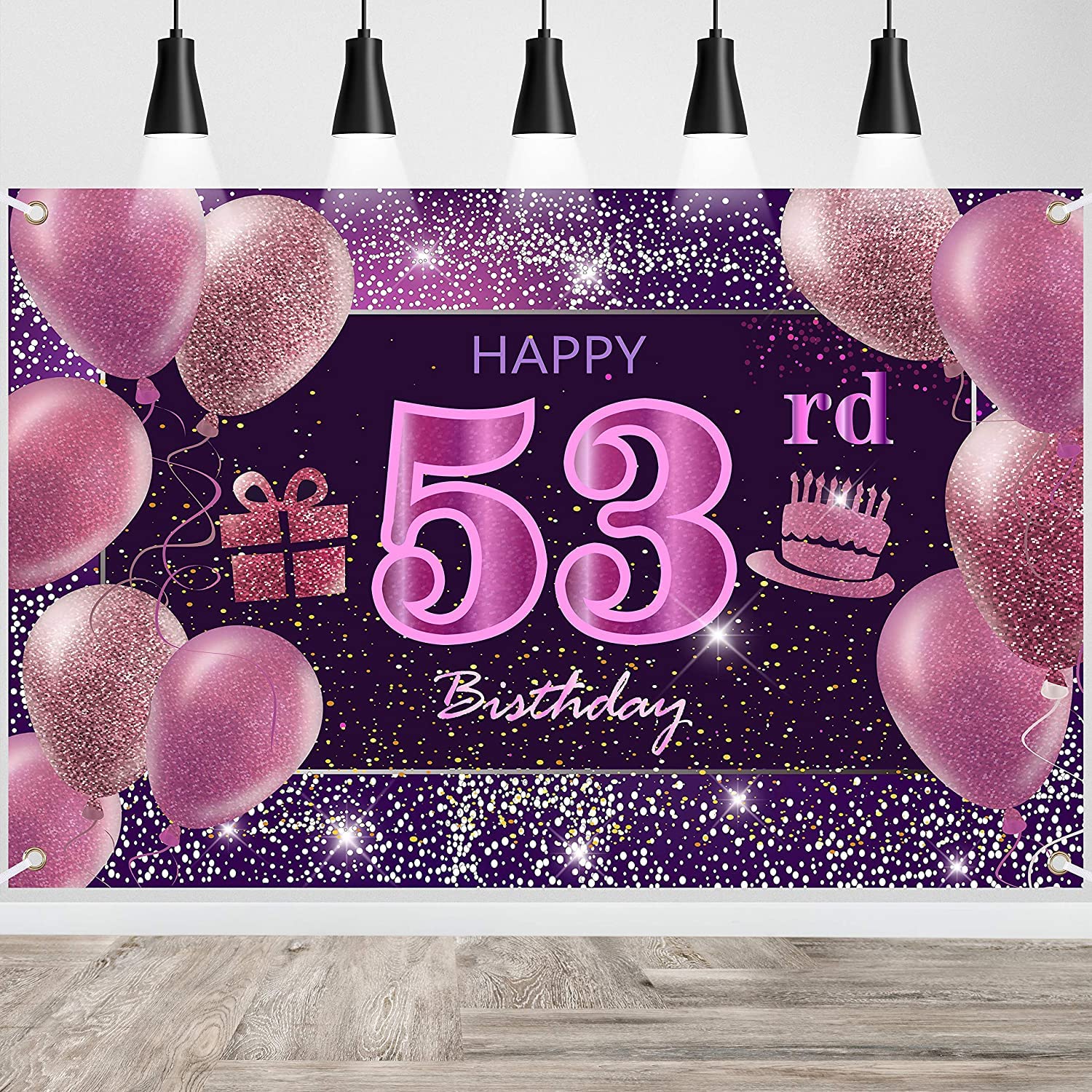53rd Birthday Decorations for Women - Pink Happy Birthday Banner & Backdrop Set - Perfect for Birthday Parties, Baby Showers & Special Celebrations