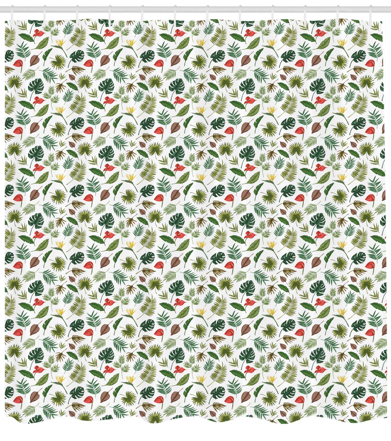 Ambesonne Botanical Shower Curtain - Realistic Jungle Leaves & Garden Art Design, 69