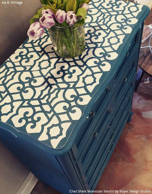 Chez Sheik Moroccan Furniture Stencil - Handcrafted Arabic Design Templates for DIY Home Decor, Wall Art & Furniture Painting | Perfect for Boho, Moroccan & Ethnic Style Interiors