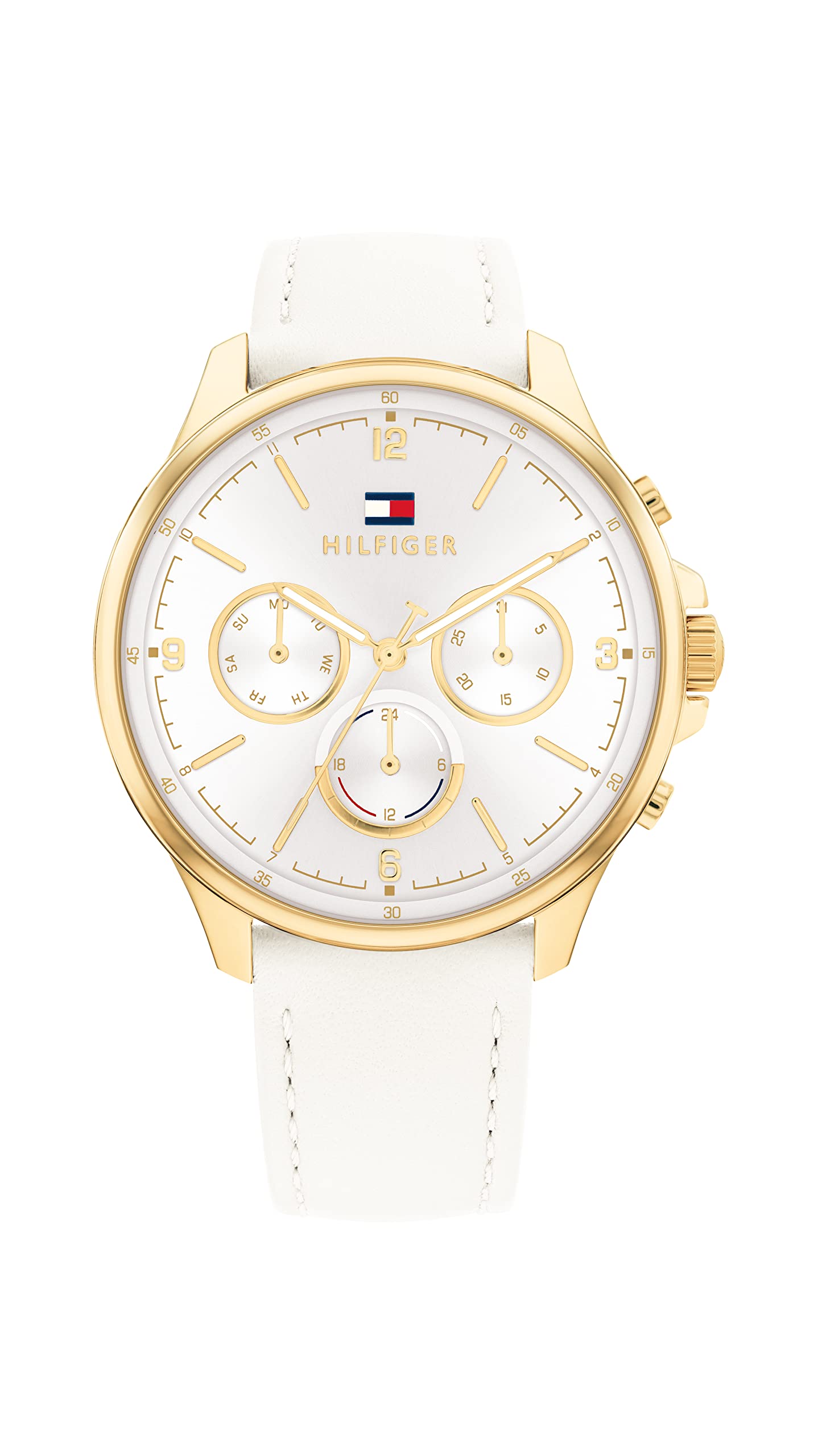Tommy Hilfiger Women's White Leather Strap Quartz Watch with Stainless Steel Case - Model 1782448 - Perfect for Casual, Office & Everyday Wear