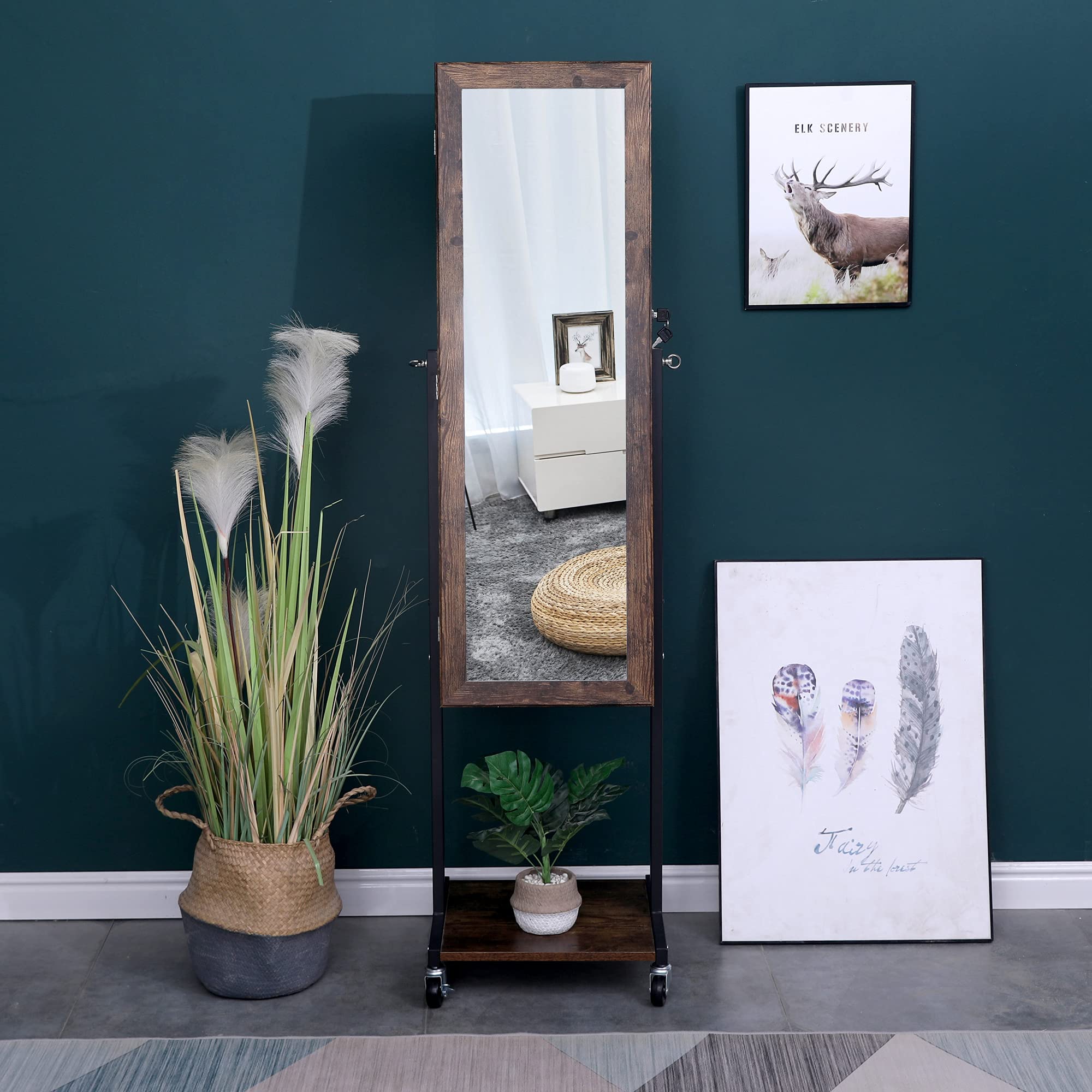 Stylish Jewelry Storage Mirror Cabinet - Door & Wall Mount for Bedroom