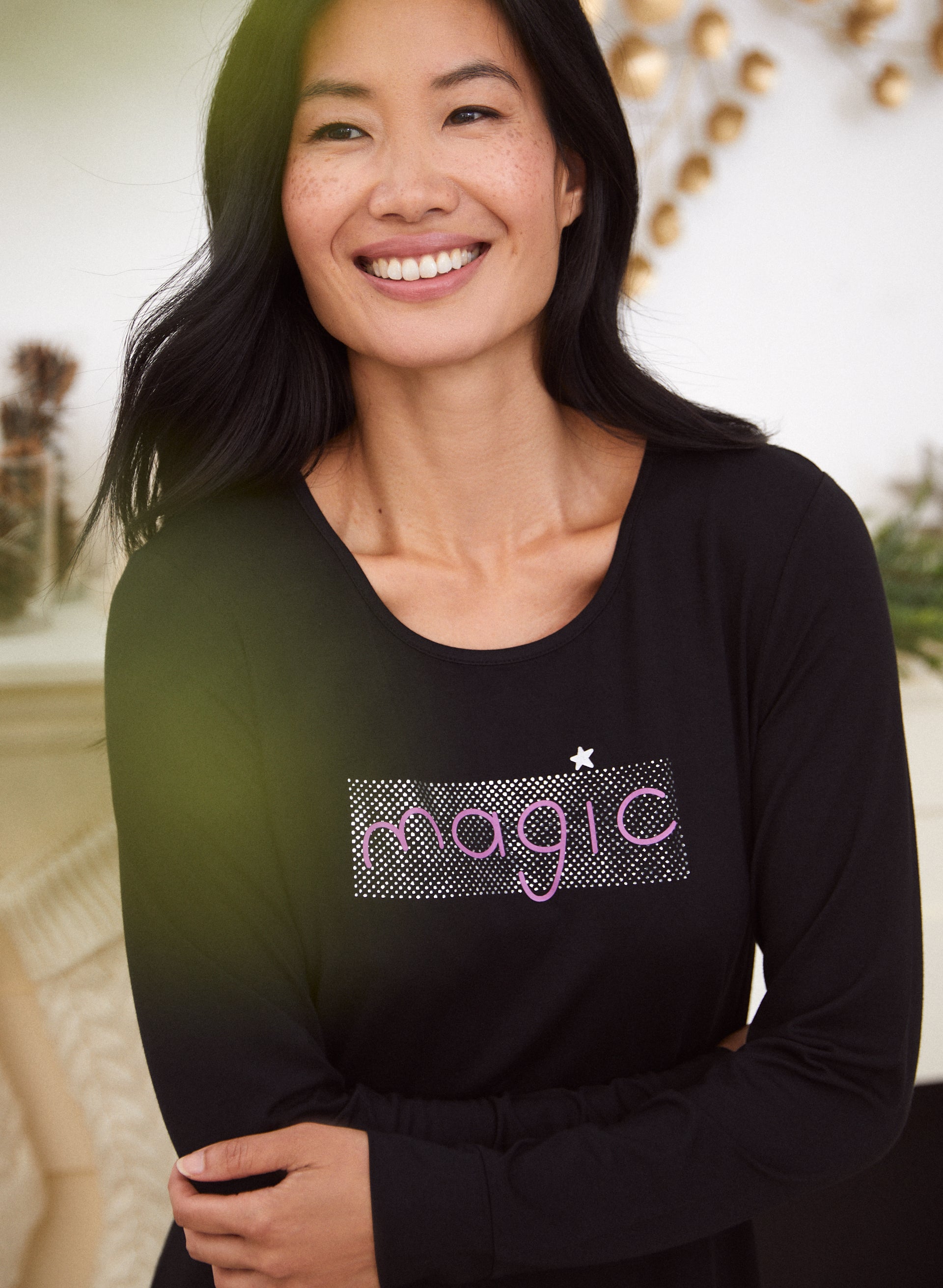 Embellished Slogan Sleepshirt - Women's Comfortable Loungewear for Relaxing at Home & Bedtime