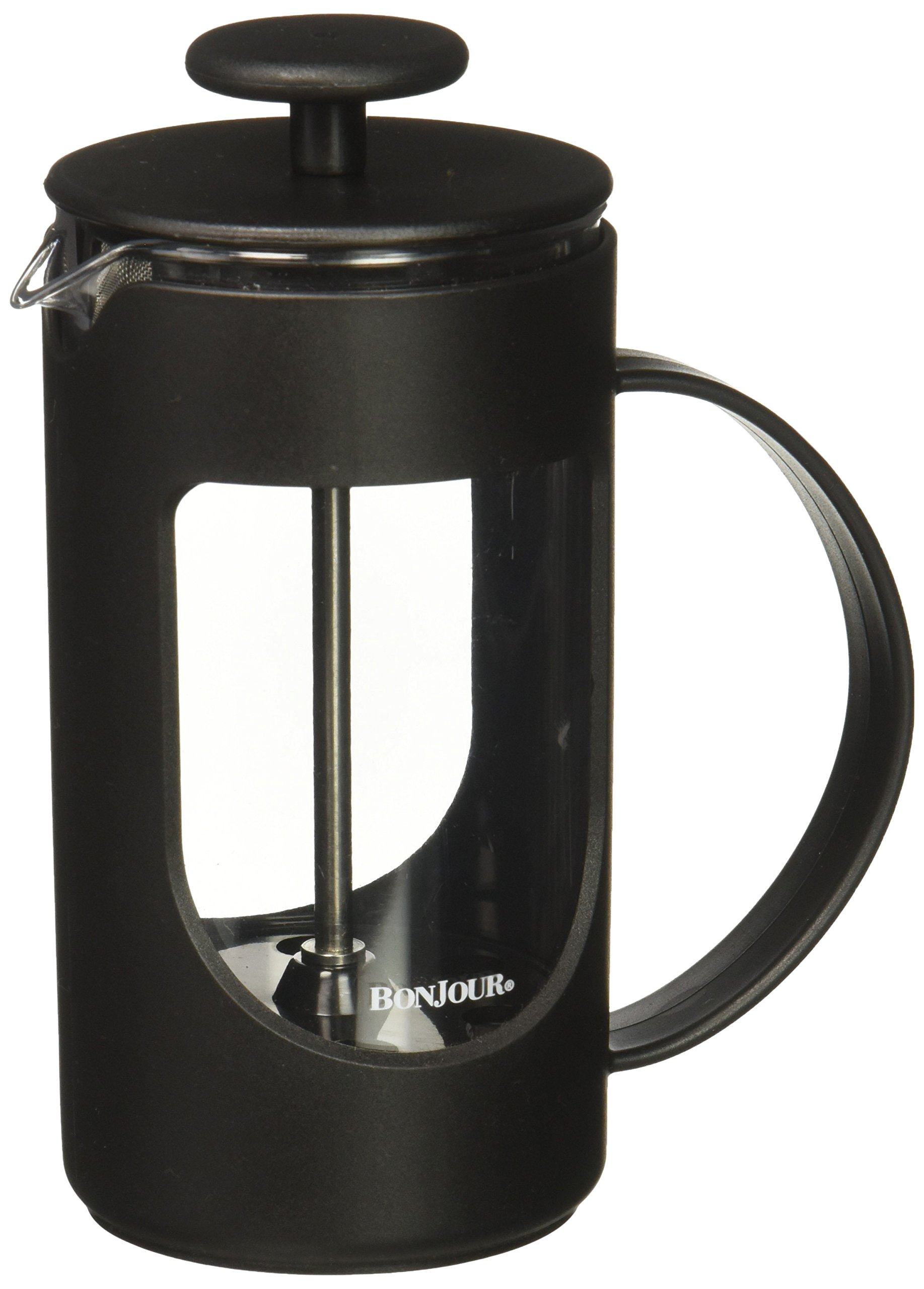 BonJour Ami-Matin Unbreakable French Press Coffee Maker - 3-Cup (12.7 oz) Stainless Steel Travel Coffee Press for Camping, Office & Home Use - Durable & Portable Black Coffee Brewer for Outdoor Adventures & Daily Brewing