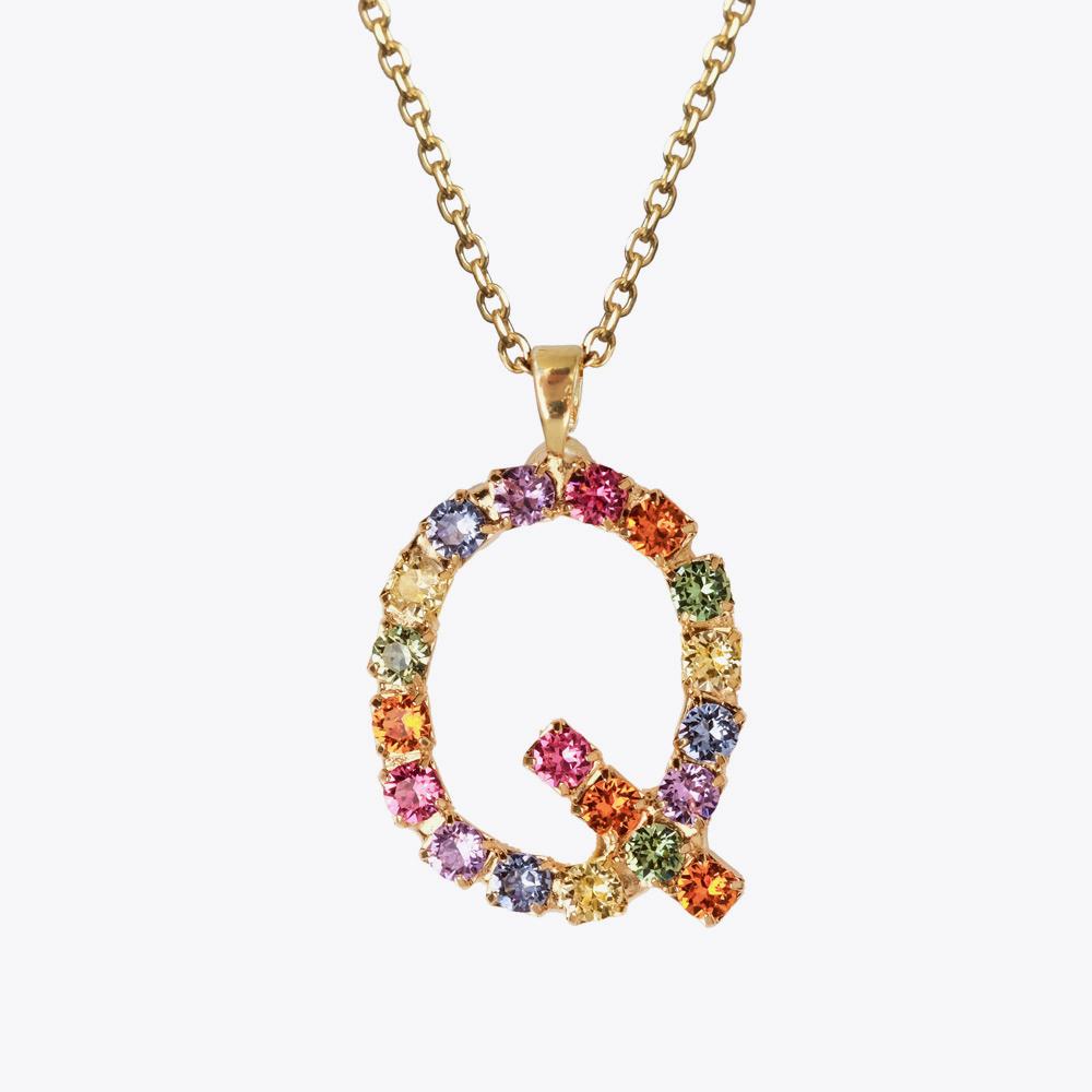 Personalized Letter Necklace with Rainbow Charm - Custom Initial Pendant for Women & Girls - Perfect for Birthdays, Anniversaries & Gifts