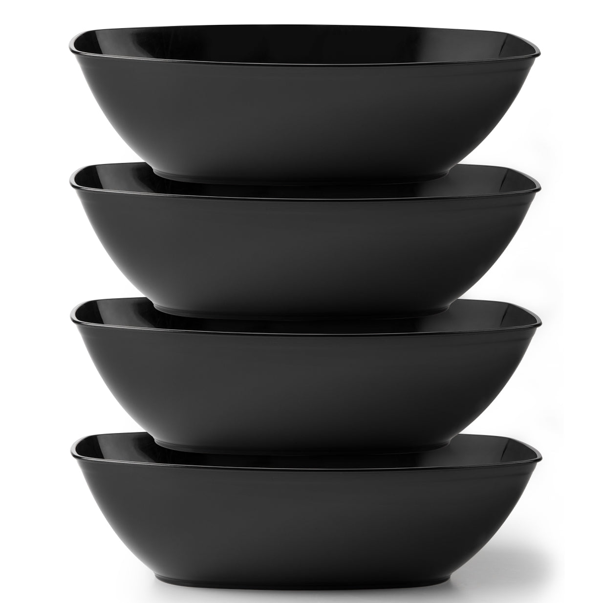 72 oz. Black Oval Salad Bowl Set of 4 - Large Durable Serving Bowls for Salads, Pasta, Fruit & Entertaining - Perfect for Family Dinners, Parties & Restaurants