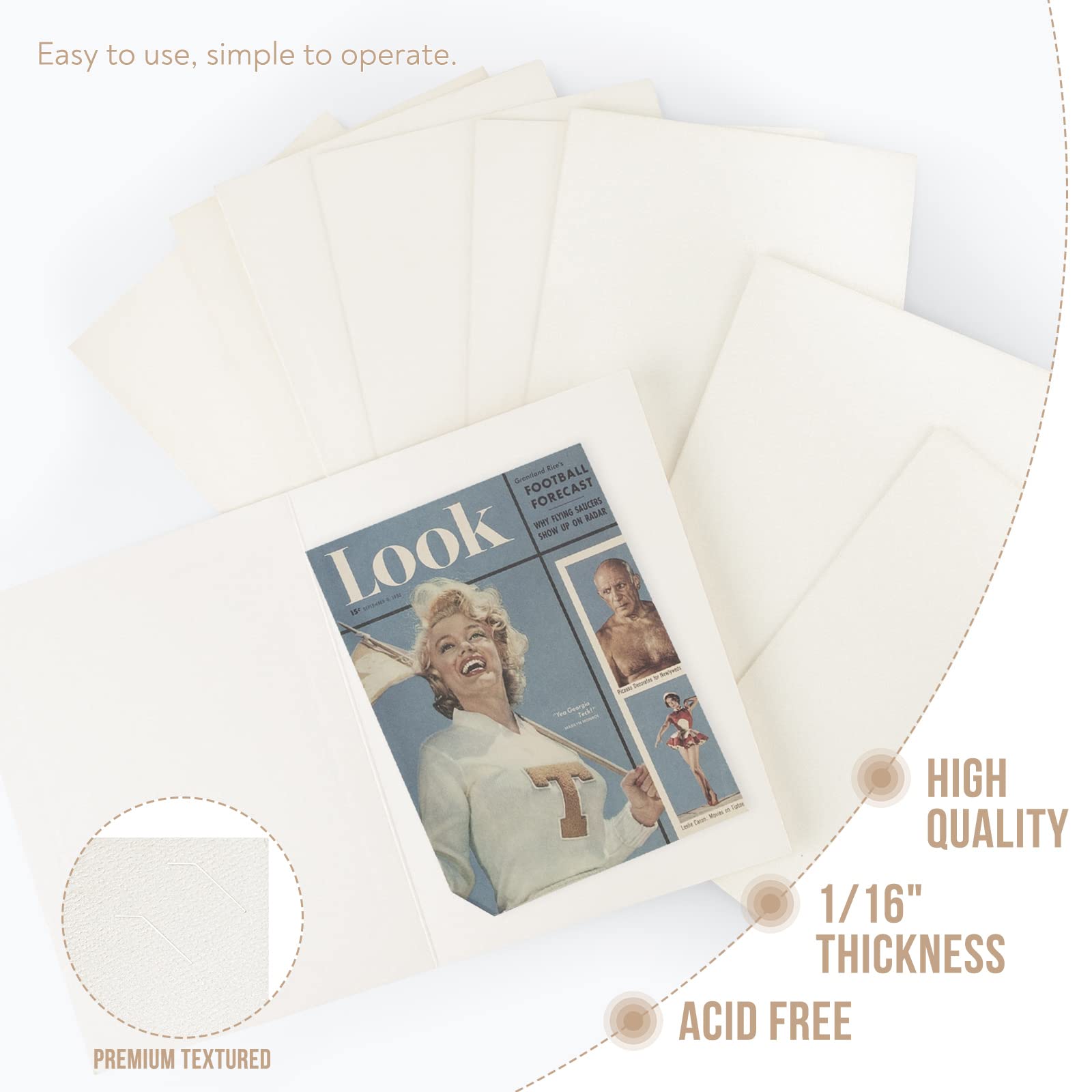 Golden State Art 10-Pack 4x6 or 5x7 Photo Folders - Ivory Cardboard Picture Frames & Paper Frame Cards for Greetings, Invitations, Graduation, Christmas, Wedding - Perfect for Special Events & Photo Displays