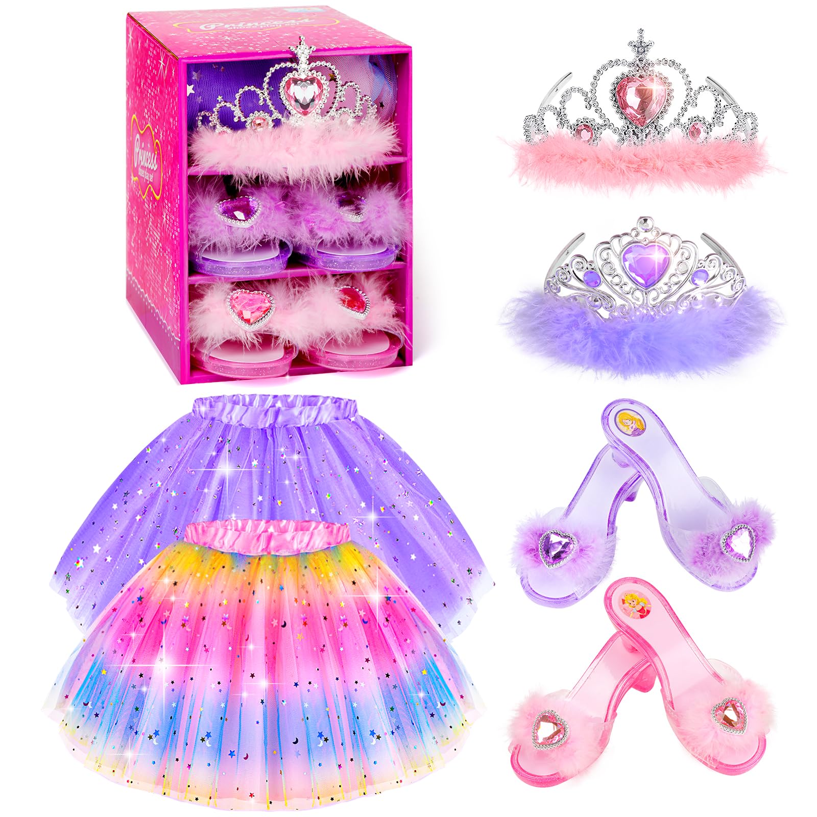 Princess Dress Up Costume Set for Girls Ages 3-6 - Fairy Tale Pretend Play Outfit for Toddlers & Little Girls | Perfect for Birthday Parties, Halloween, Dress-Up Play & Role Playing Games