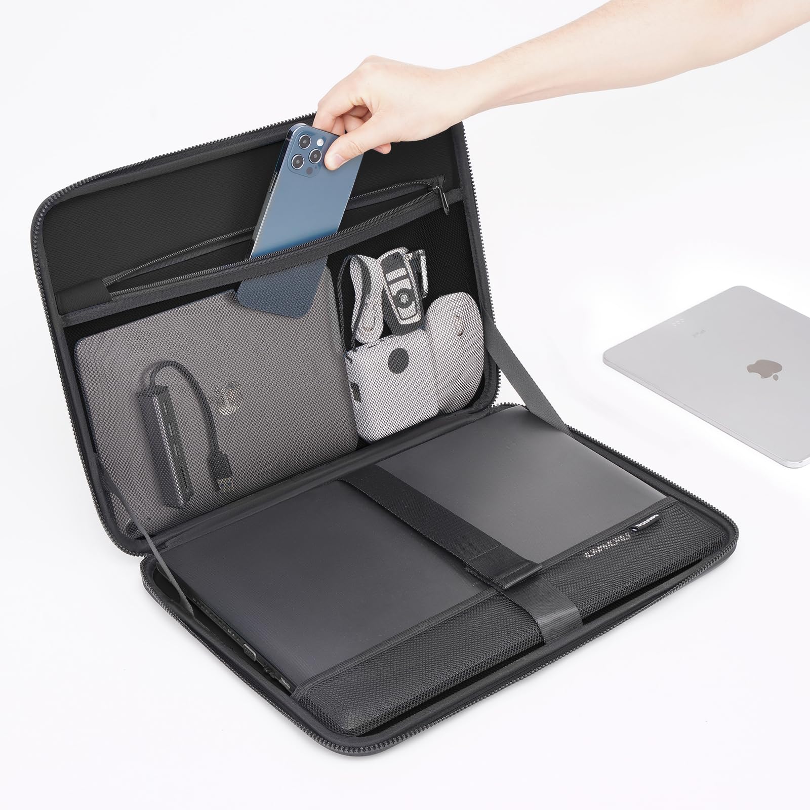 DOMISO 13.3 Inch Shockproof Waterproof Laptop Sleeve with Handle - Protective EVA Case for 13-13.3 Inch Notebooks, MacBook Air/Pro, Dell XPS 13, ASUS, HP (Green) - Perfect for Travel, School & Office Use