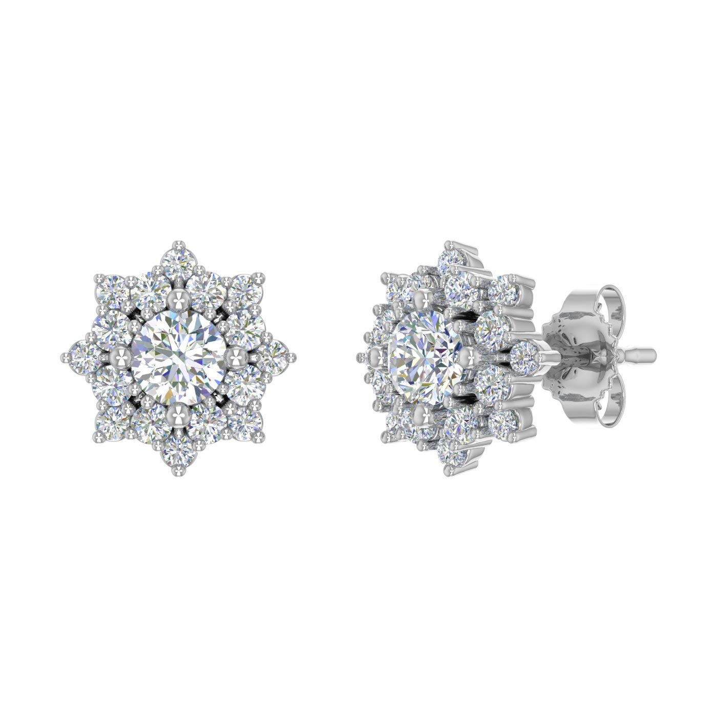 1/2 Carat Halo Diamond Stud Earrings in 10K Gold - Elegant Everyday Jewelry for Women, Perfect Gift for Anniversary, Birthday & Valentine's Day