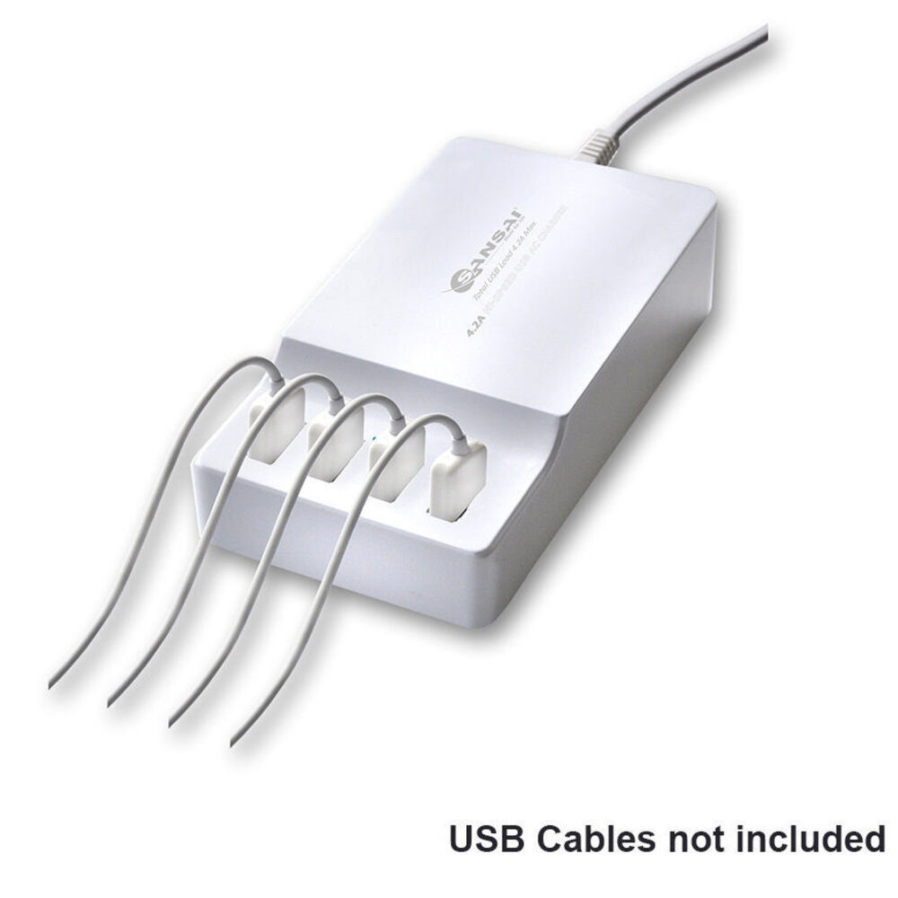 4-Port USB Charging Station Hub with 4.2A Fast Charging - Multi-Device Charger for iPhone, Android, Tablets - Perfect for Home, Office, Travel & Nightstand Use