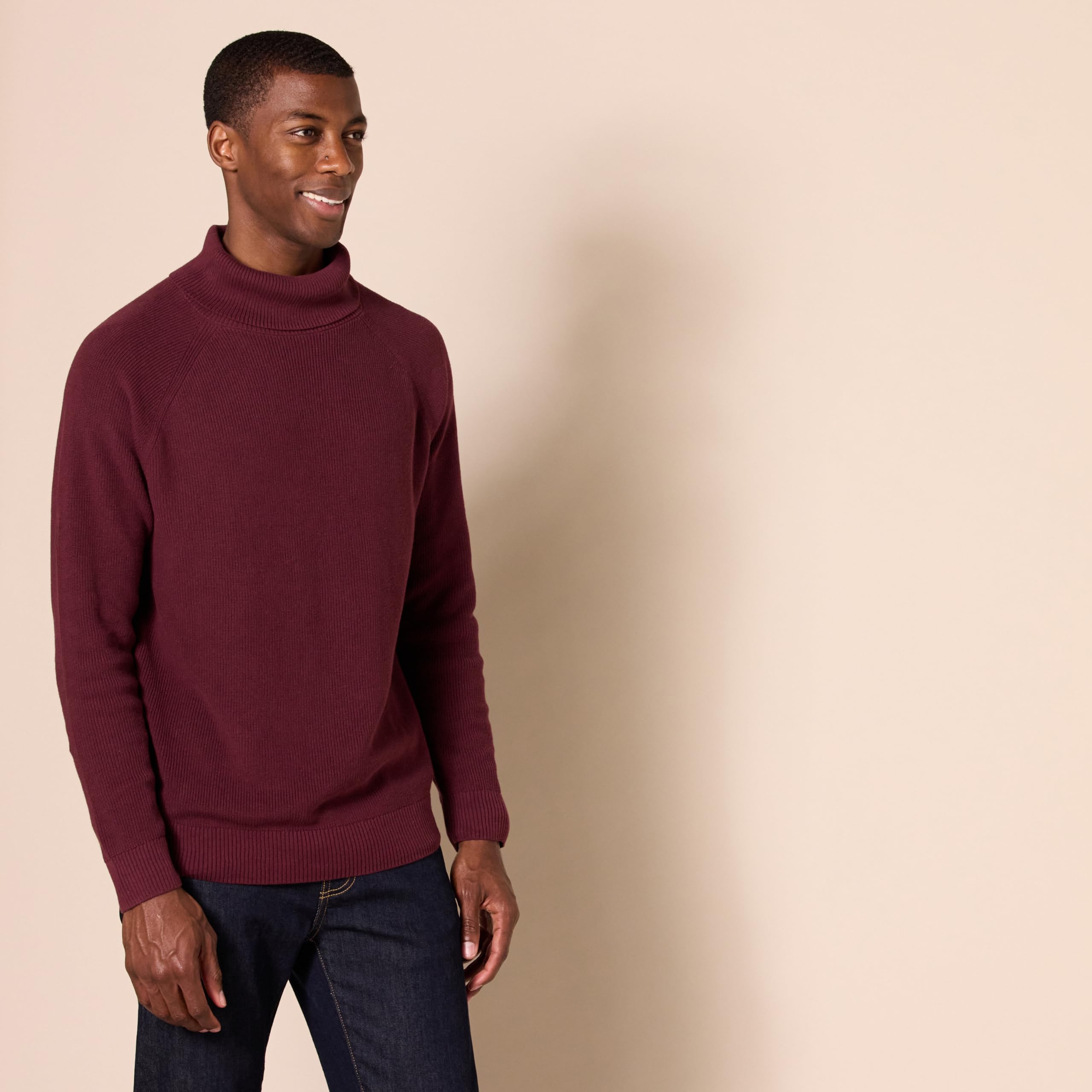 Amazon Essentials Men's 100% Cotton Rib Knit Turtleneck Sweater - Soft & Comfortable Winter Pullover for Casual Wear & Office Outfits