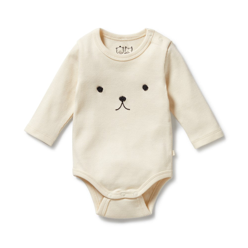 Organic Buttermilk Ribbed Long Sleeve Bodysuit for Babies - Soft & Comfortable Onesie for Everyday Wear, Playtime & Photo Shoots