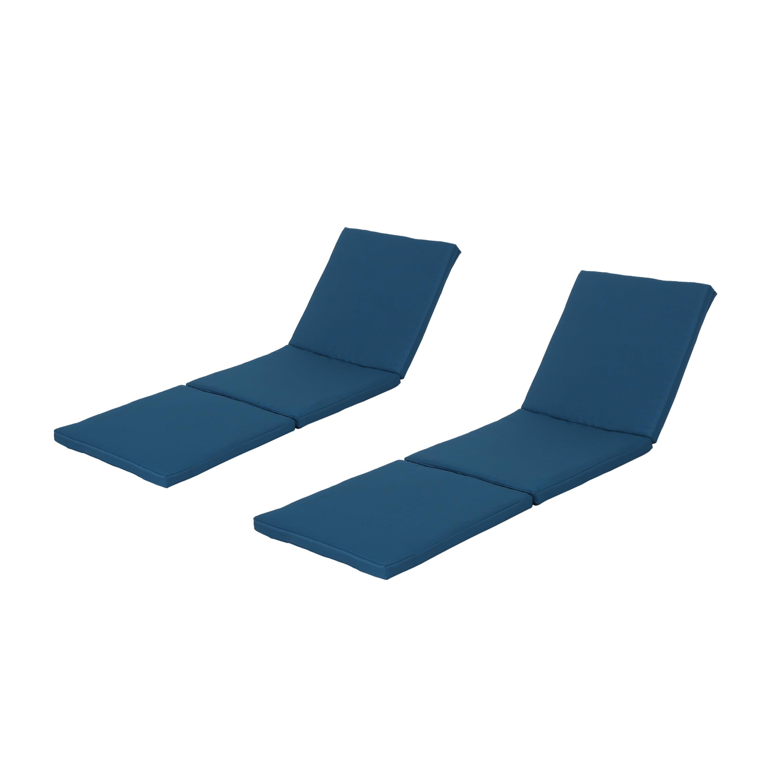 Christopher Knight Home Jamaica Outdoor Water Resistant Chaise Lounge Cushions - Blue Set of 2 - Weatherproof Patio Furniture Cushions for Poolside, Deck, and Backyard Relaxation