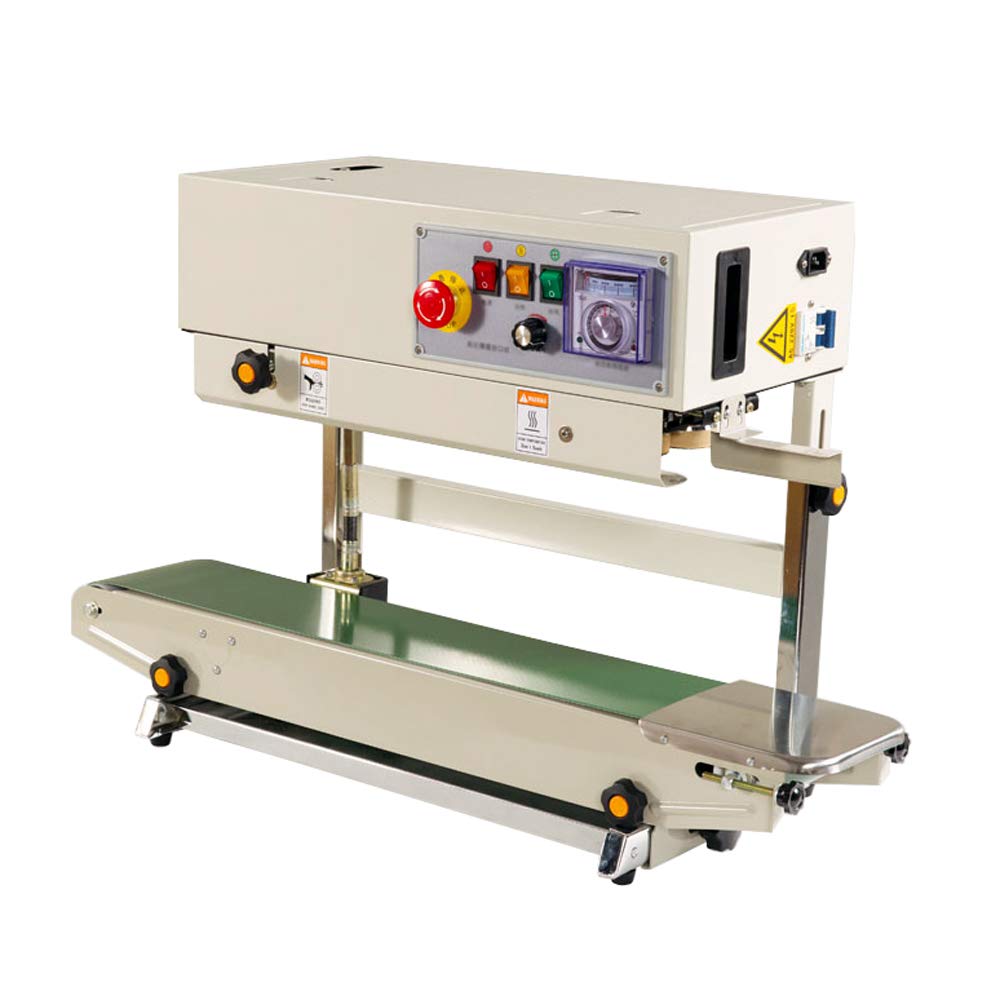 TECHTONGDA FR-770 Automatic Continuous Band Sealer Machine with Vertical Bracket - 110V Plastic/PVC Bag Sealing for Packaging | Ideal for Food, Retail & Industrial Use
