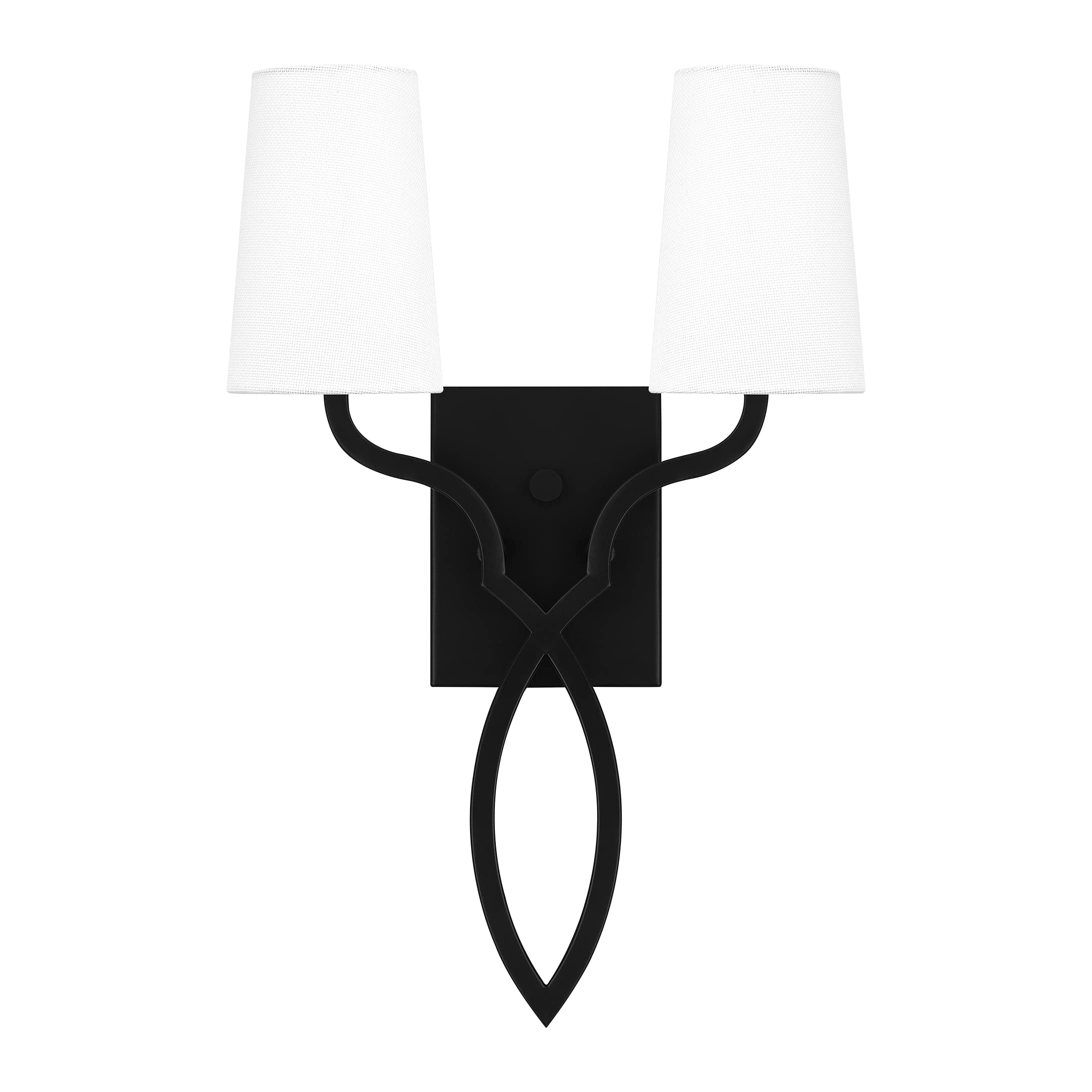 Quoizel O'Hare 2-Light Matte Black Wall Sconce - Modern Indoor Lighting Fixture for Bedroom, Living Room & Hallway Decor