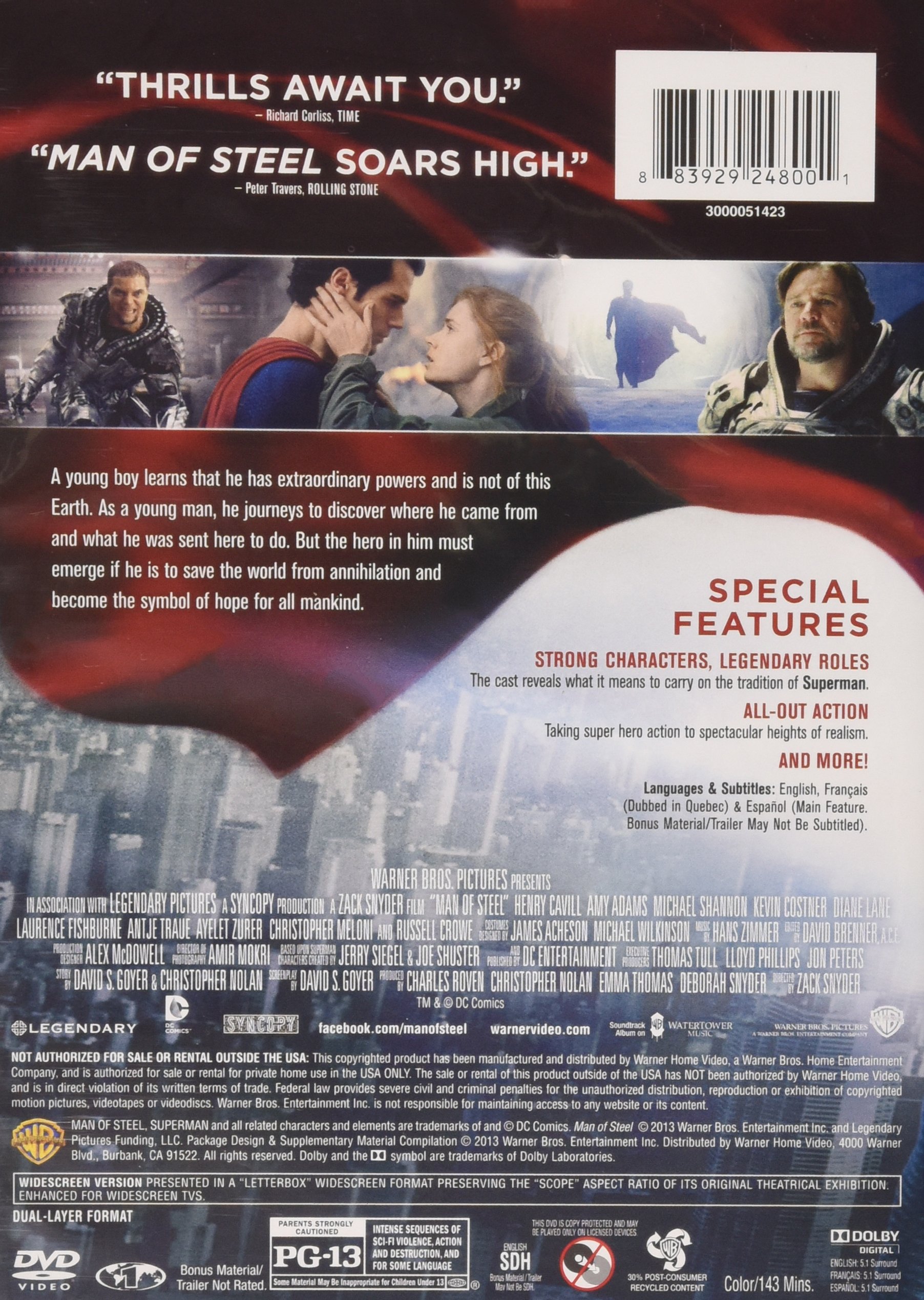 Man of Steel (Special Edition) DVD - Action-Packed Superman Movie for Home Entertainment & Movie Nights