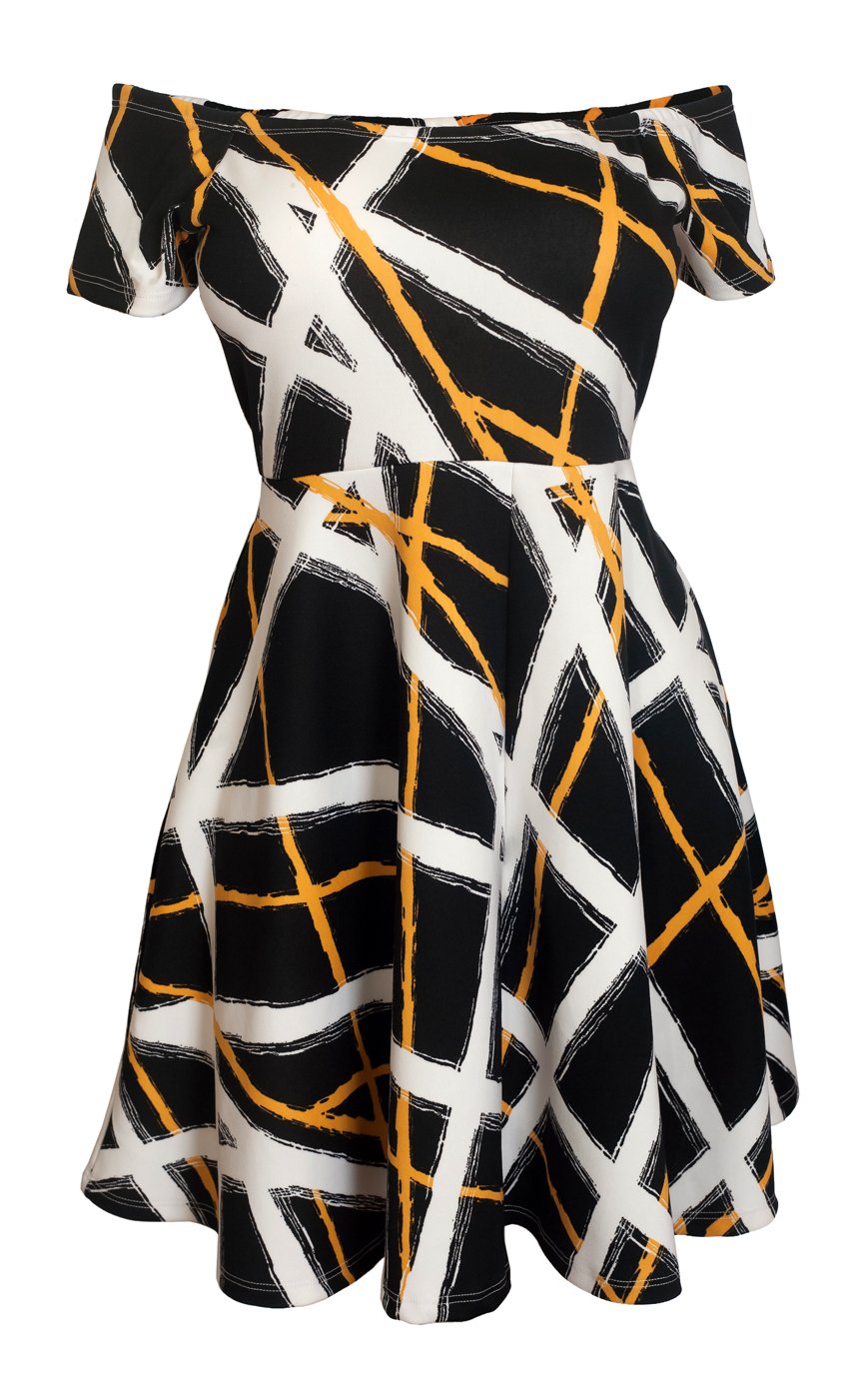 eVogues Plus Size Embossed Flared Mini Dress for Women - Elegant Bodycon Party Dress for Night Out, Club, Date Night & Special Occasions