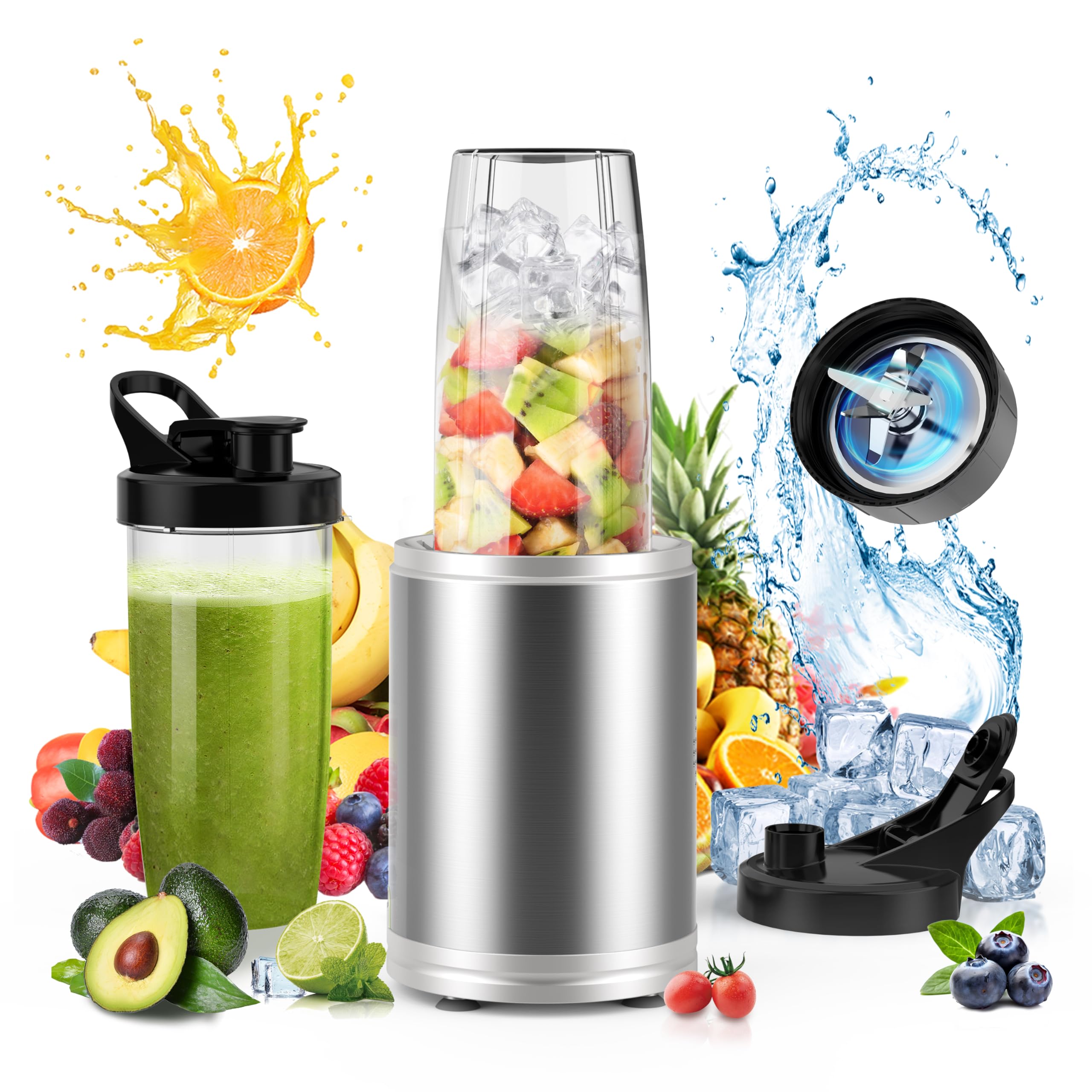 Suavo 1300W High-Powered Smoothie Blender - Portable Personal Blender for Shakes, Smoothies & Juicing - Includes 2x 27oz BPA-Free Travel Cups with Lids - Perfect for Kitchen, Gym & On-The-Go Healthy Drinks