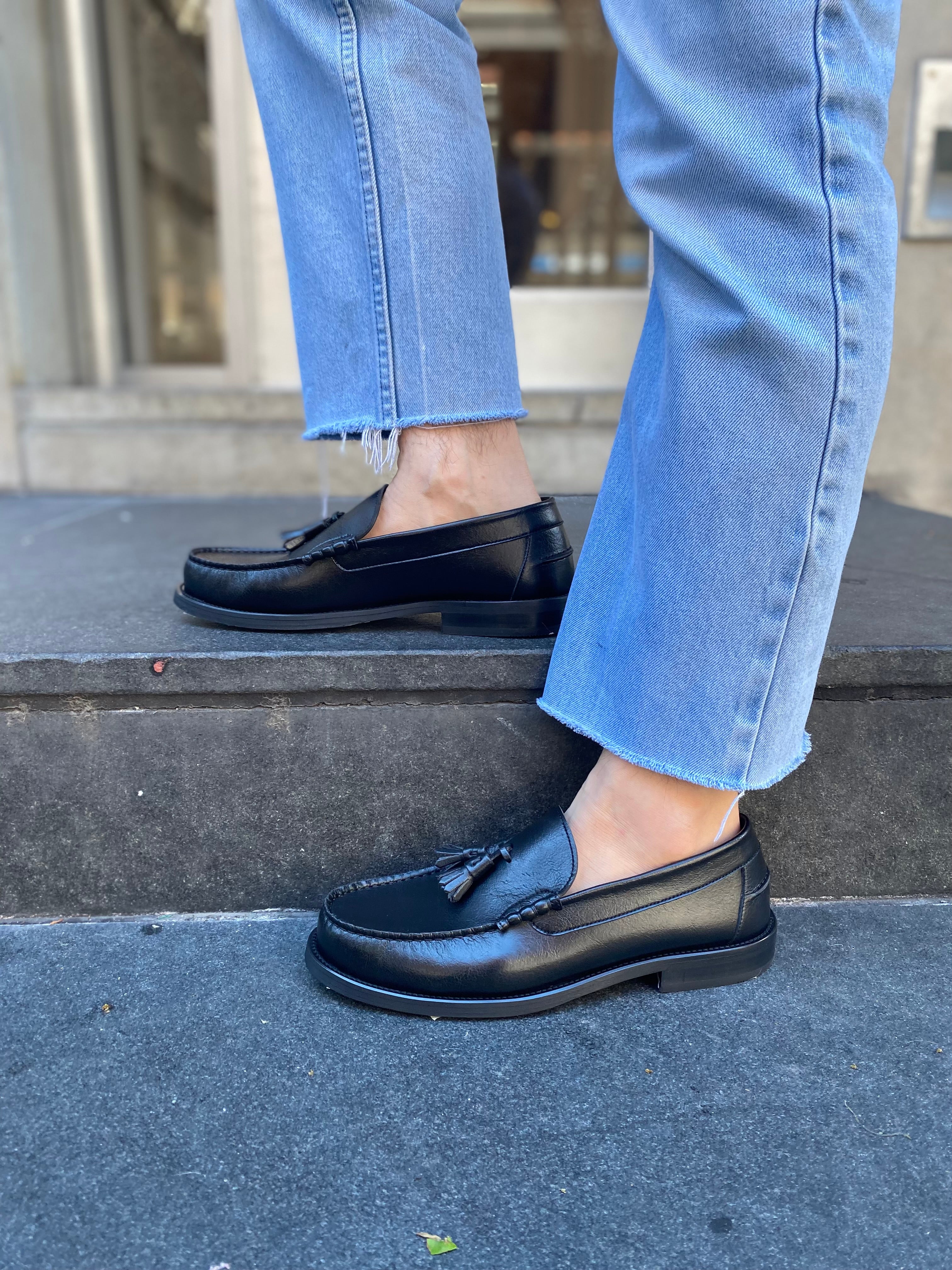 Novacas Black Finn Loafer Shoes - Classic Comfortable Slip-On Loafers for Men | Perfect for Business Casual, Office & Daily Wear