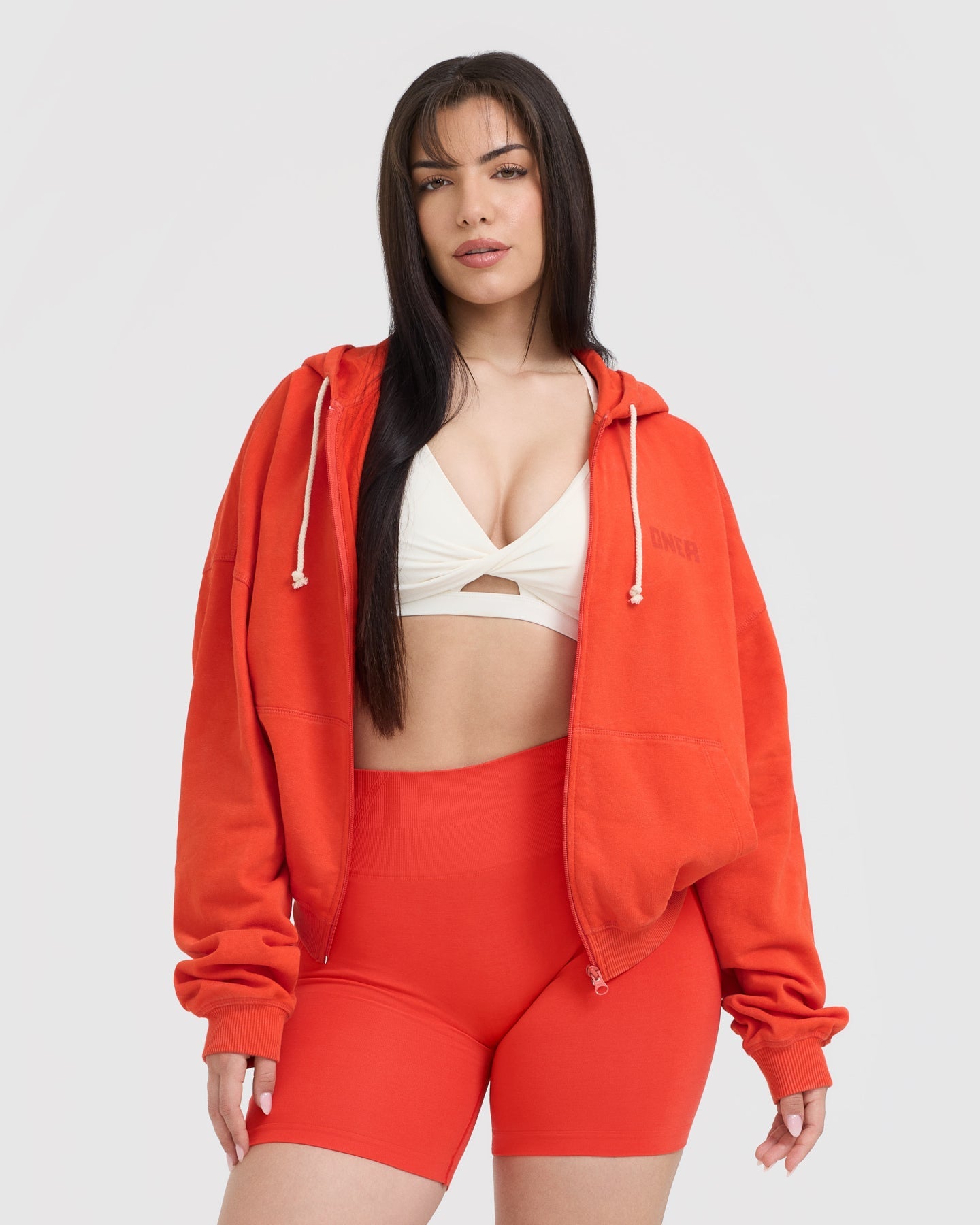 Raw Lounge Oversized Zip Hoodie for Men & Women - Charged Orange | Cozy Fleece Pullover for Casual Wear, Gym, Travel & Loungewear