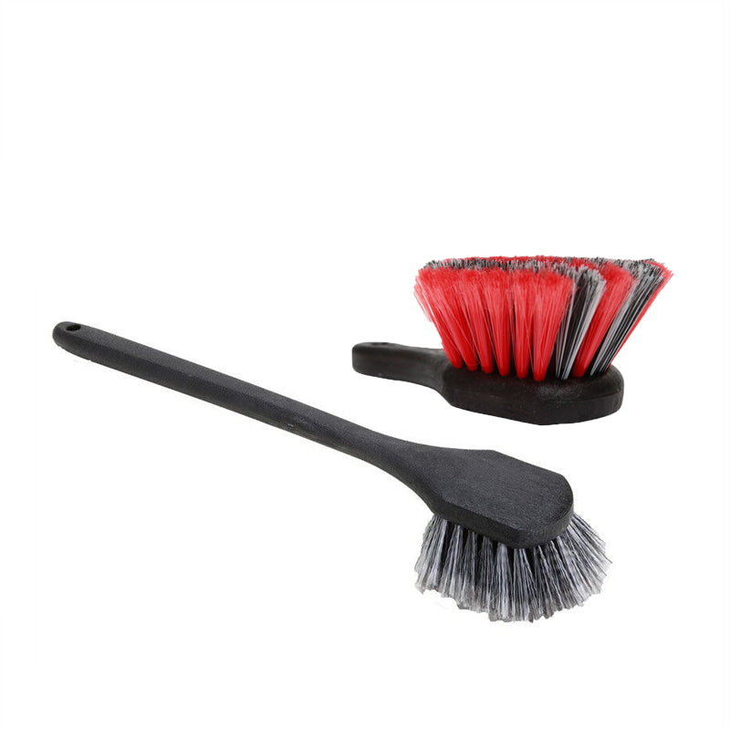 Heavy Duty Exterior Scrub Brush Set for Outdoor Cleaning - Deck, Patio, Driveway & Siding Cleaning Tools with Long Handle (2-Pack) - Perfect for Home, Garage and Garden Maintenance
