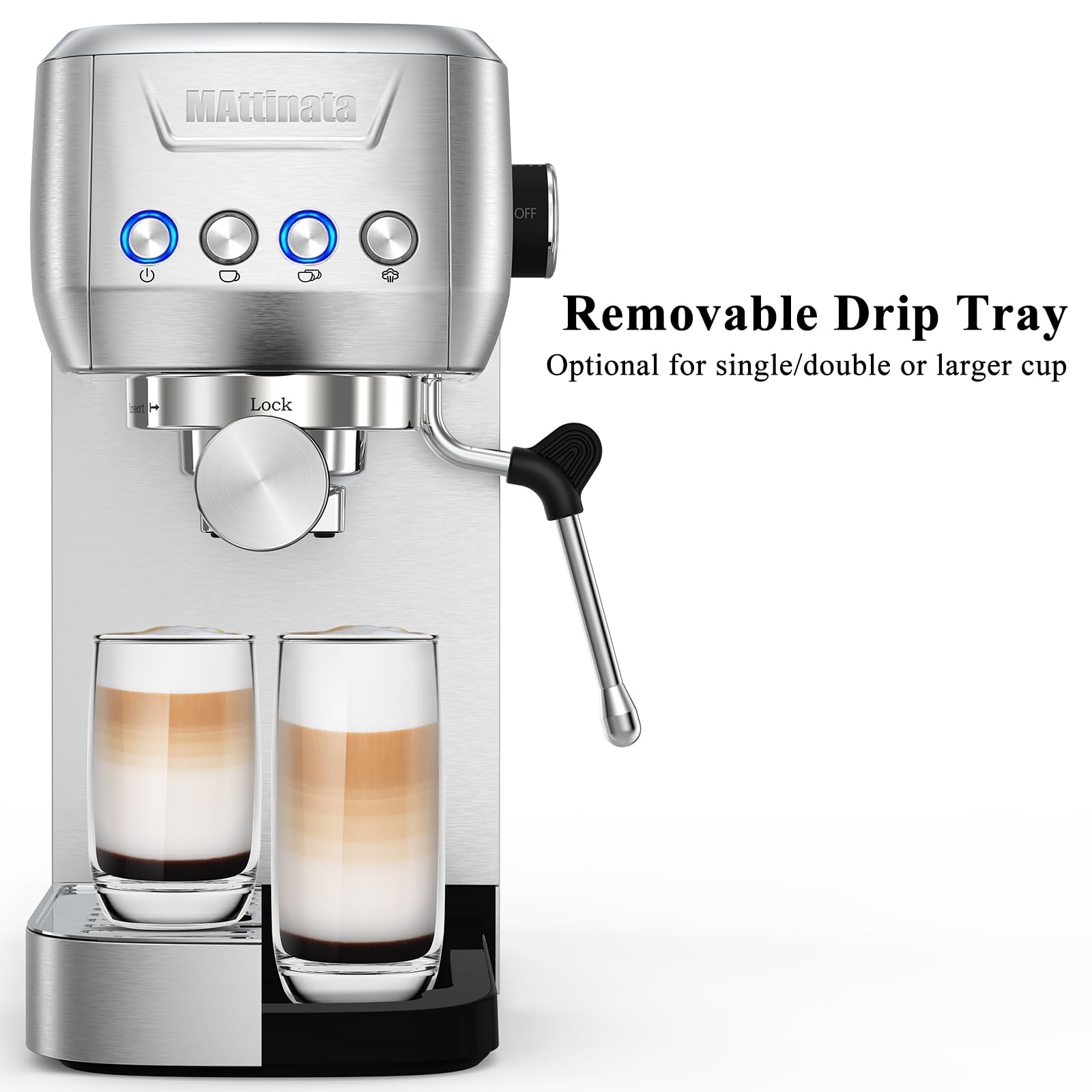 Premium 20 Bar Espresso Coffee Machine - Compact Stainless Steel Cappuccino Maker with Steam Milk Frother for Home Barista & Office Use | Perfect for Morning Coffee, Entertaining Guests & Small Business Cafes