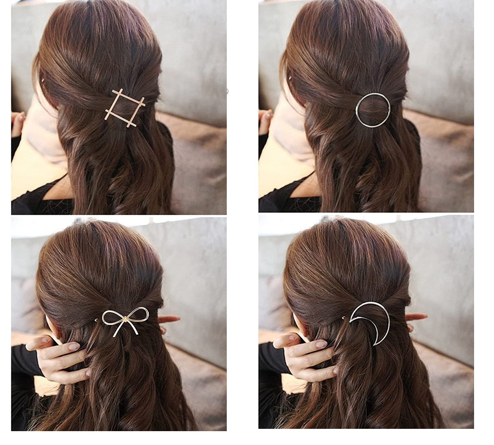 Korean Style Pearl Barrettes & Marble Alligator Hair Clips for Women - 4-Pack Hair Accessories Set for Parties, Weddings & Everyday Wear