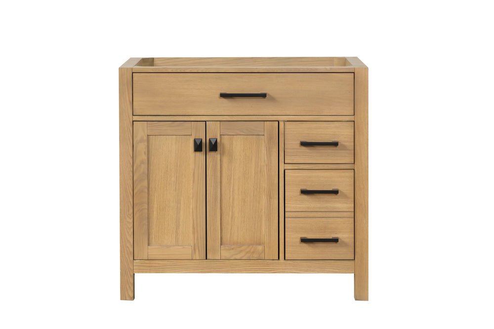 35.5 Inch Single Bathroom Vanity in Desert Oak - Modern London Style Bathroom Vanity with Sink for Small Spaces, Perfect for Apartments and Powder Rooms