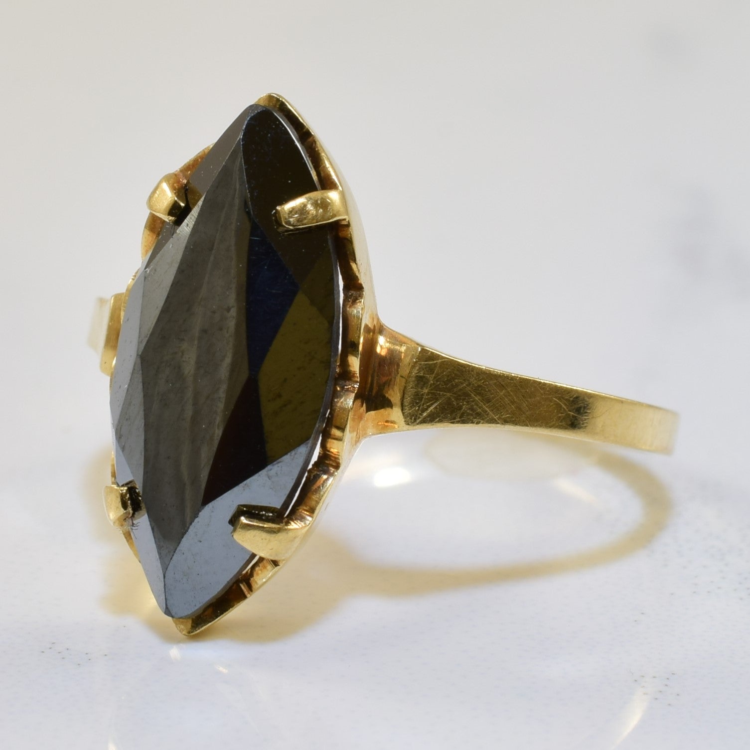 Elegant Marquise Hematite Ring - 3.00 Carat Genuine Stone - Size 6.75 - Perfect for Evening Wear, Date Nights & Special Occasions