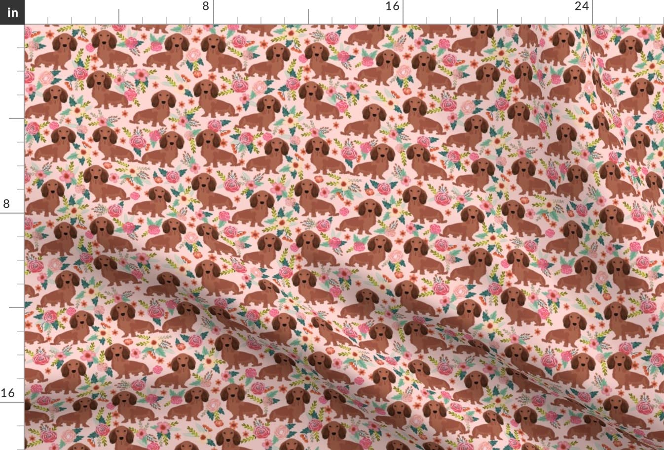 Dachshund Floral Printed Minky Fabric - Cute Wiener Dog Design for Sewing, Baby Blankets, Quilting & Plush Projects - Perfect for DIY Wedding Decor, Nursery & Home Decor