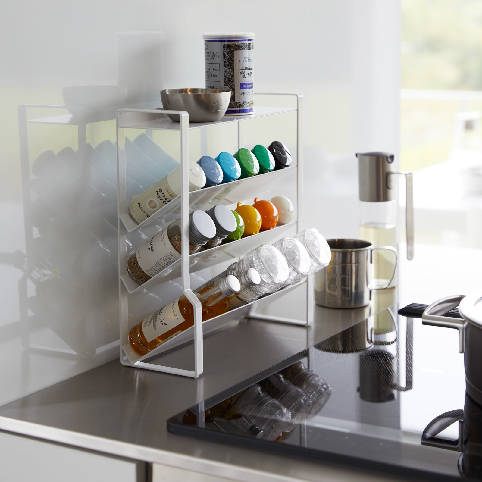 4-Tier Slim Spice Rack Organizer - Space-Saving Steel Spice Shelf for Kitchen Cabinet & Countertop - Perfect for Organizing Spices, Jars, and Condiments in Small Kitchens