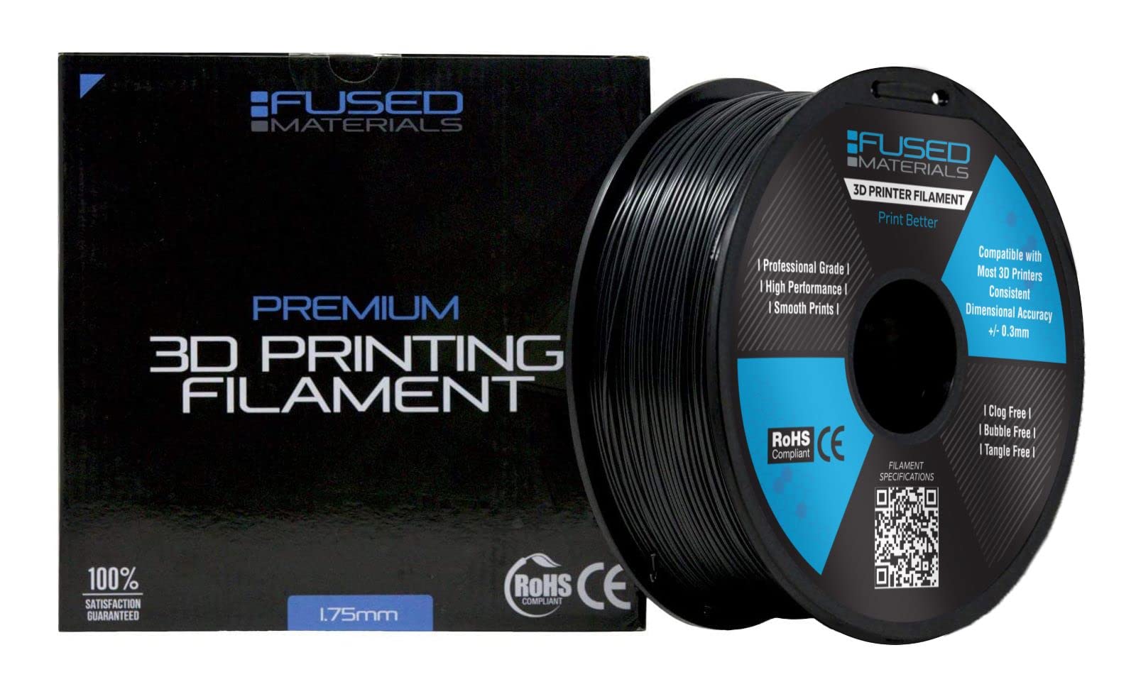 Premium Black ASA 3D Printer Filament - 1kg Spool, 1.75mm Diameter, High Precision +/- 0.03mm, UV & Weather Resistant - Ideal for Outdoor 3D Printing, Automotive Parts & Functional Prototypes