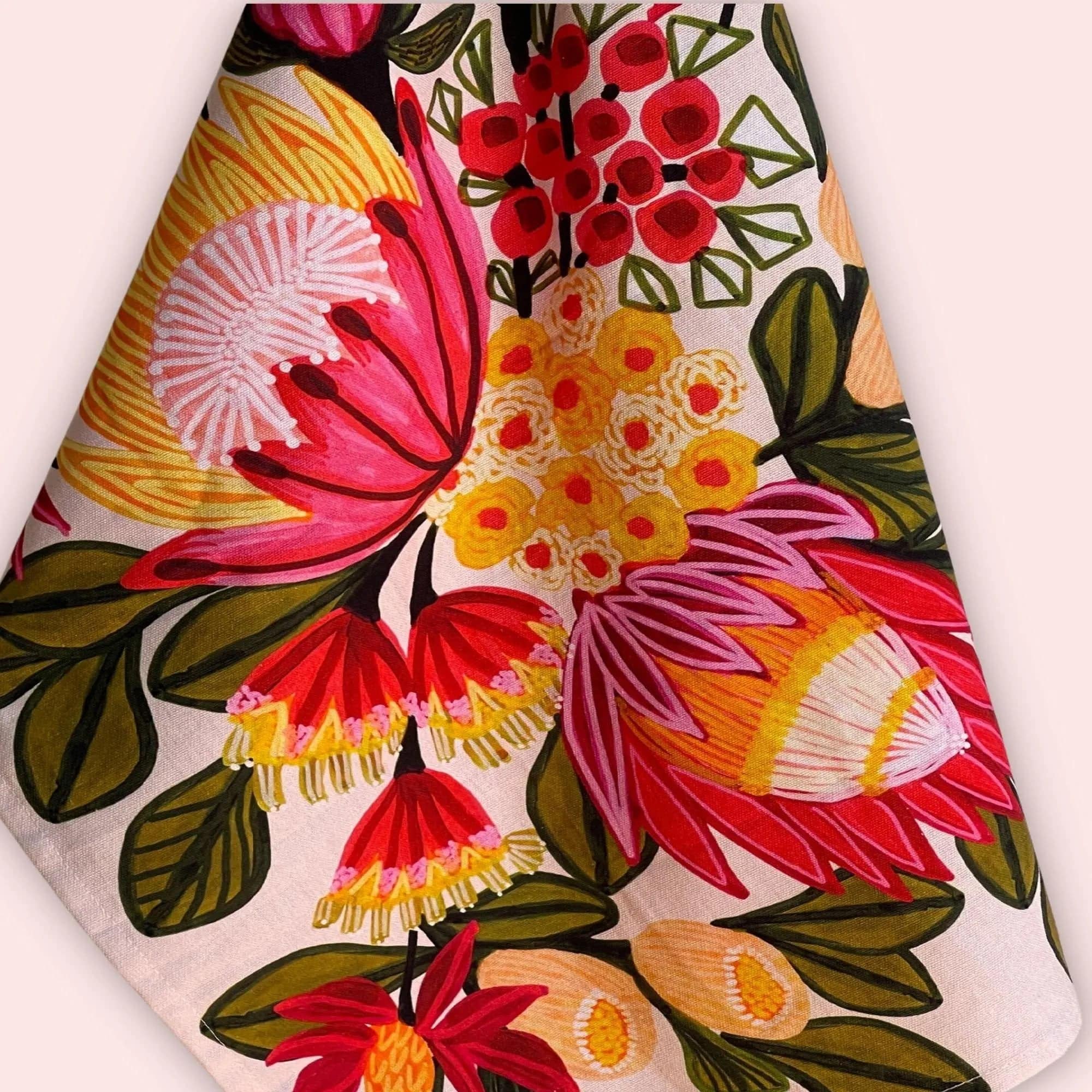 Premium King Proteas Tea Towel Set - 100% Cotton Kitchen Towels for Drying Dishes, Handmade Floral Design - Perfect for Kitchen, Dining, and Gift Giving