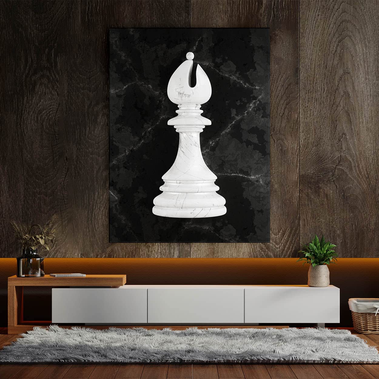 Bishop Chess Canvas Art - Modern Checkmate Strategy Pop Art Home Decor | 18x24 Inch Chess Poster Painting for Game Room & Office Wall Decor | Perfect Gift for Chess Players & Club Members
