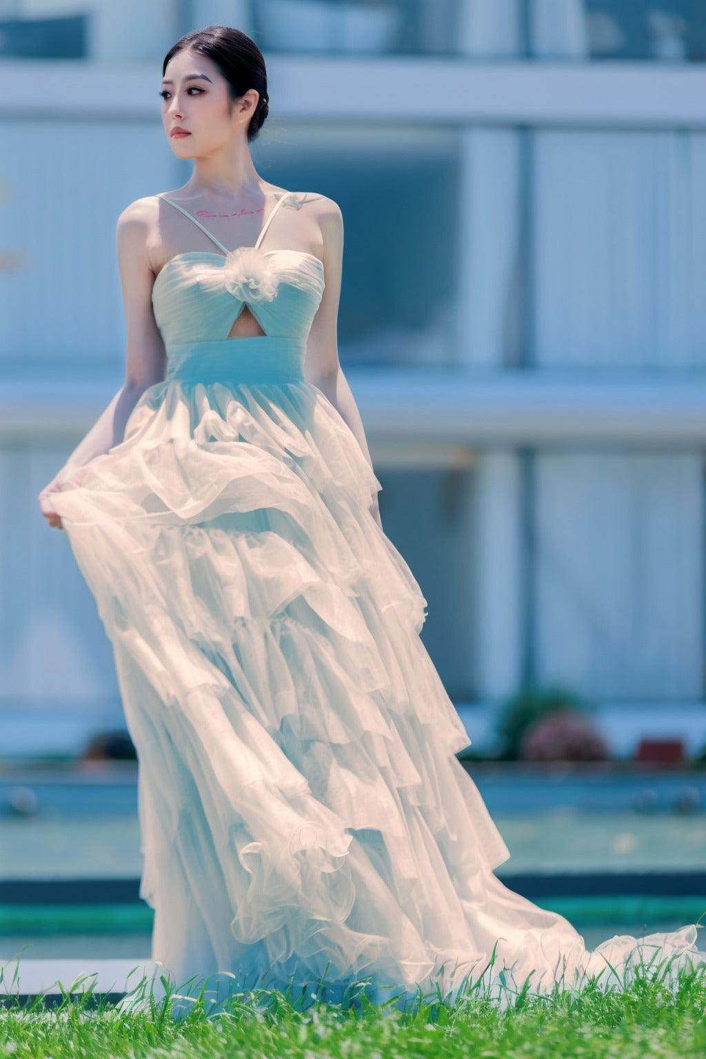 Elegant Princess Sweep Brush Train Tulle Prom Dress CS0493 - Perfect for Homecoming, Ball Gowns & Formal Events
