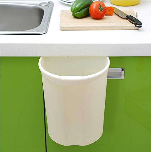 White Hanging Trash Can for Kitchen Cabinet Door - Space-Saving Garbage Bin with Lid, Perfect for Small Kitchens, Bathrooms, and RVs - Easy to Install & Clean