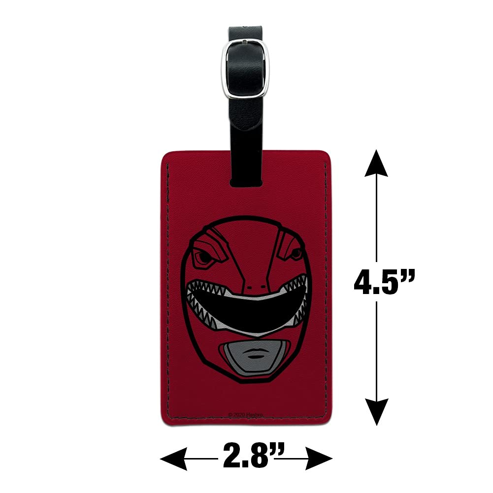 Power Rangers Red Ranger Helmet Leather Luggage Tag - Rectangle Carry-On ID Tag for Suitcases, Backpacks & Travel Bags - Perfect for Cosplay, Comic Con & Travel Identification
