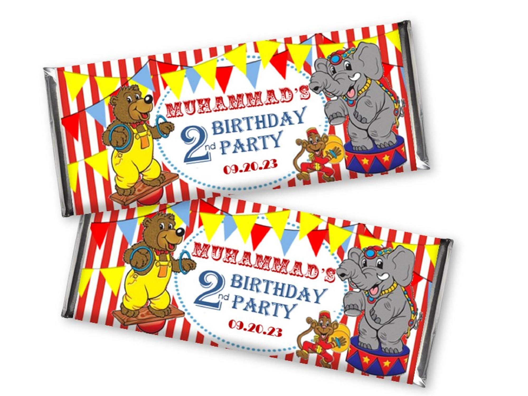 Circus Themed Birthday Candy Bar Wrappers - 12 Pack Chocolate Bar Covers for Carnival Party Favors, Kids Birthday Decorations - Perfect for Circus Birthday Parties, Baby Showers & Themed Events