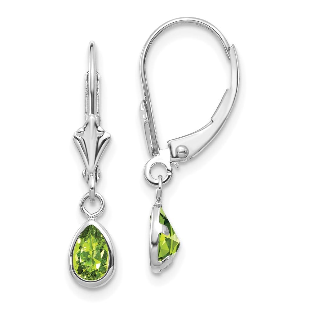 14K White Gold 6x4mm Peridot August Birthstone Earrings for Women - Dainty Fine Jewelry Gift for Her, Anniversary, Birthday & Special Occasions