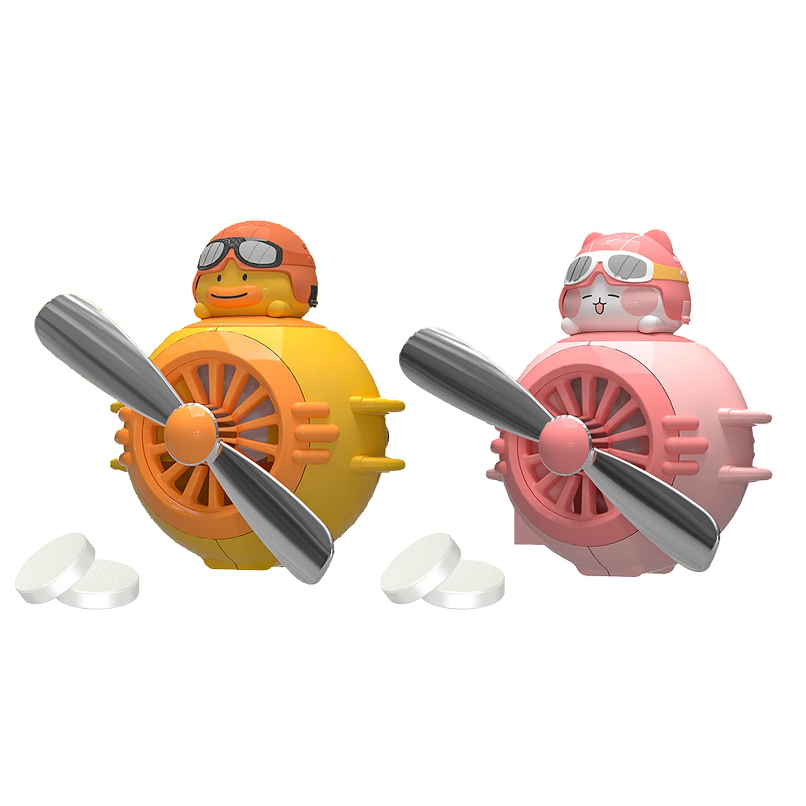 Duck & Rabbit Shaped Car Air Fresheners - Cute Cartoon Pilot Car Diffuser with Fragrance, Pink & Yellow Car Perfume Decor - Perfect for Road Trips & Daily Commute