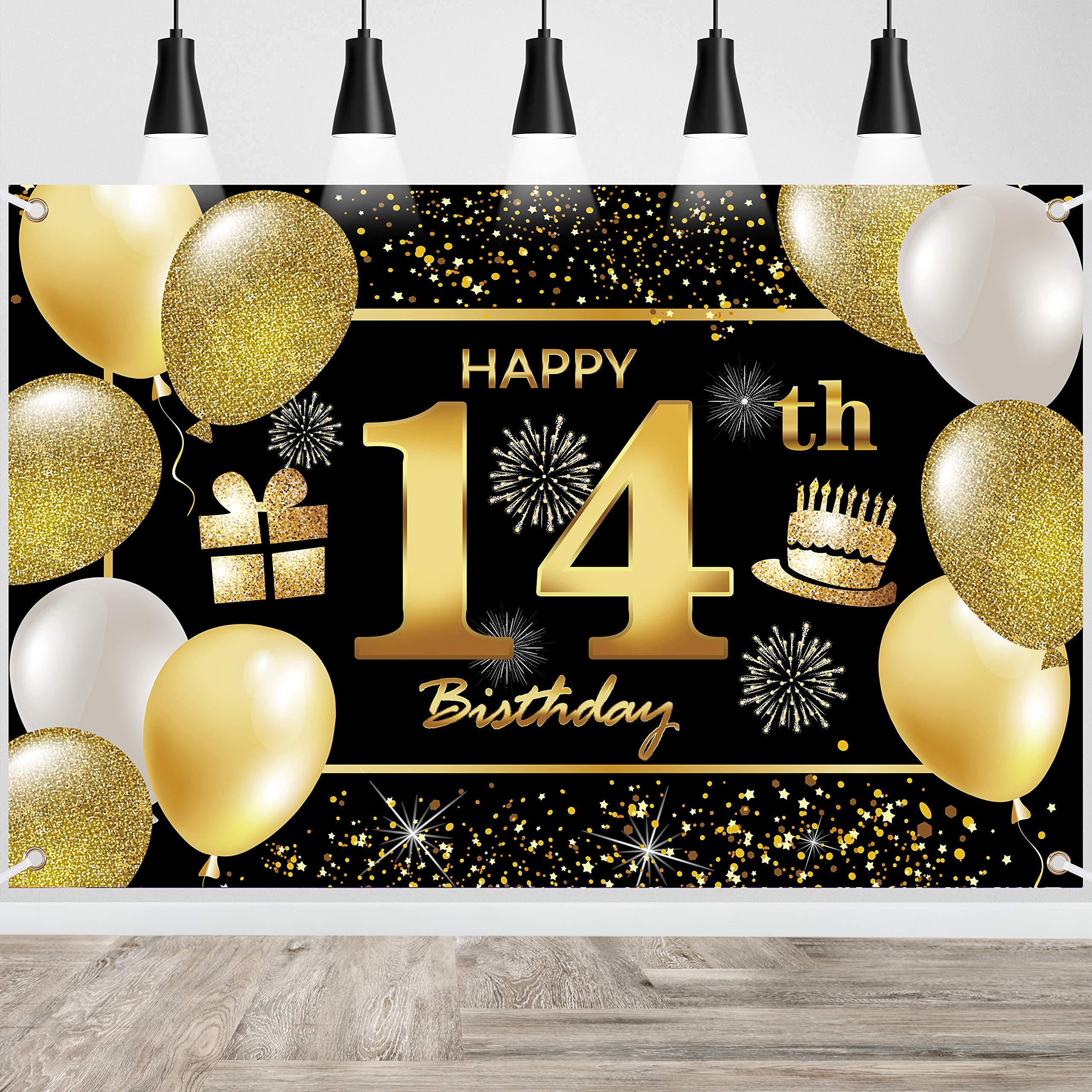 14th Happy Birthday Banner - Premium Birthday Decorations for Men, Party Supplies & Backdrop - Perfect for Indoor & Outdoor Celebrations, Photo Booths & Themed Parties