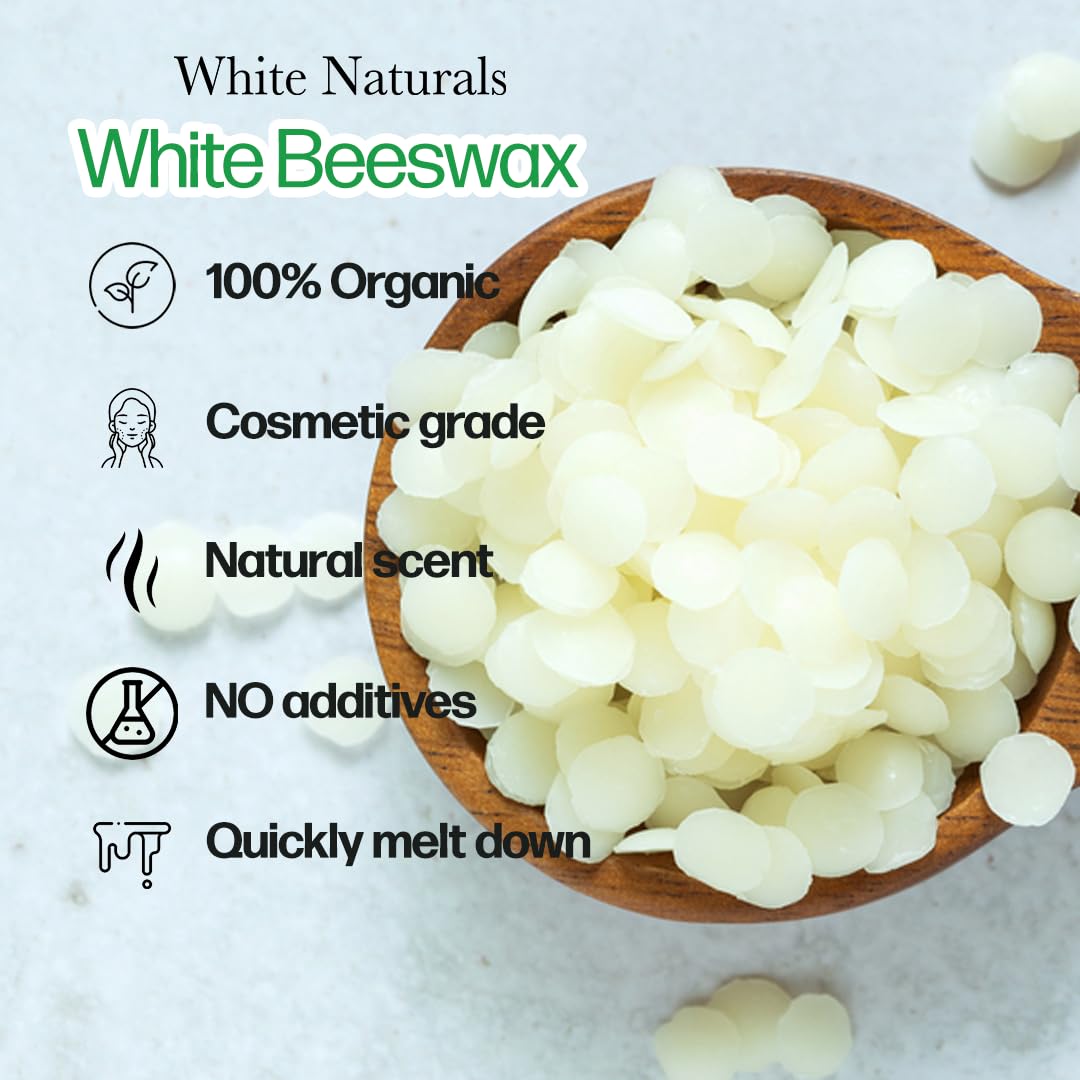 Pure Natural White Beeswax Pellets 1 lb (16 oz) - Cosmetic Grade, Triple Filtered - Perfect for DIY Lip Balms, Lotions, Candles & Skincare Products - Ideal for Homemade Cosmetics, Candle Making & Beauty DIY Projects