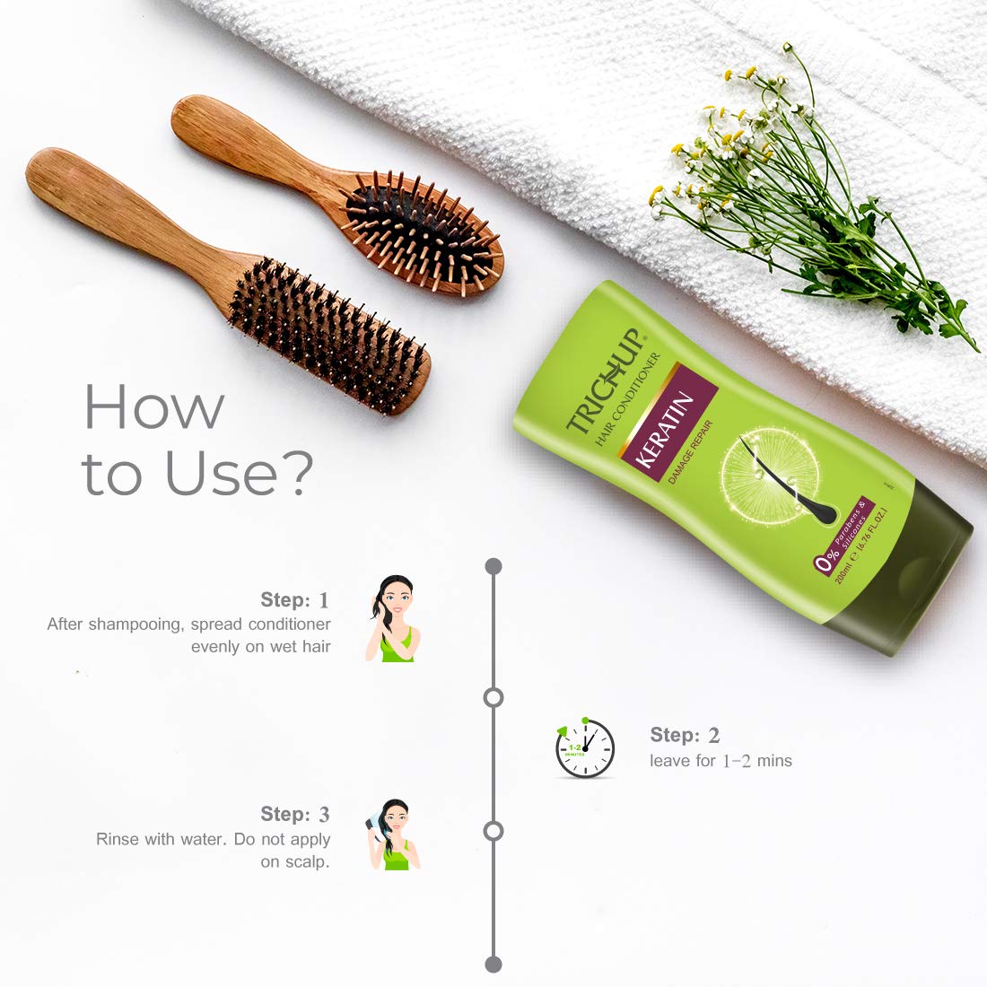 Trichup Keratin Hair Conditioner for Damaged Hair - 200ml (Pack of 2) | Deep Moisturizing & Repair Treatment for Dry, Frizzy Hair - Use After Shampoo for Smooth & Shiny Hair