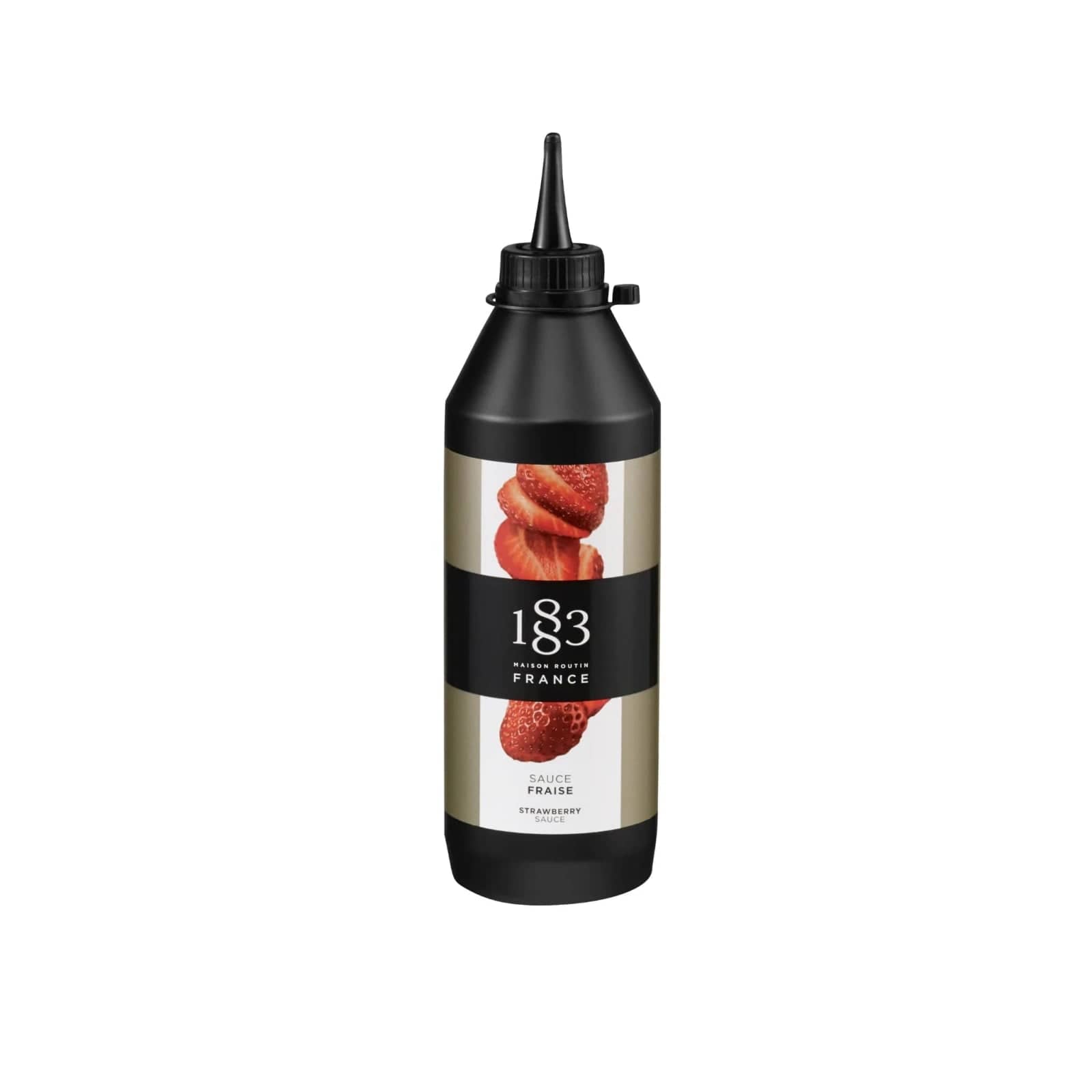 1883 Premium Strawberry Topping Sauce - 16.9oz (500ml) Glass Bottle - Perfect for Ice Cream, Desserts, Pancakes & Waffles - Gourmet Fruit Syrup for Baking & Cocktails