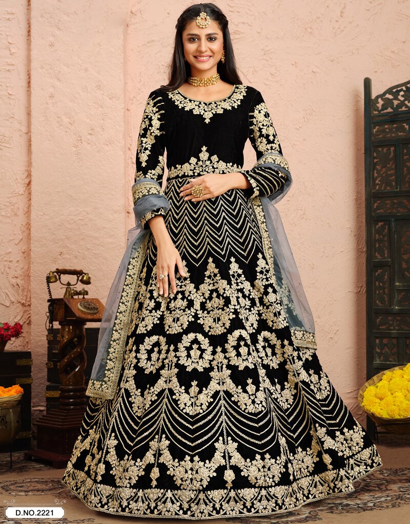 Black Velvet Anarkali Suits for Women - Elegant Indian Party Wear & Festive Occasions