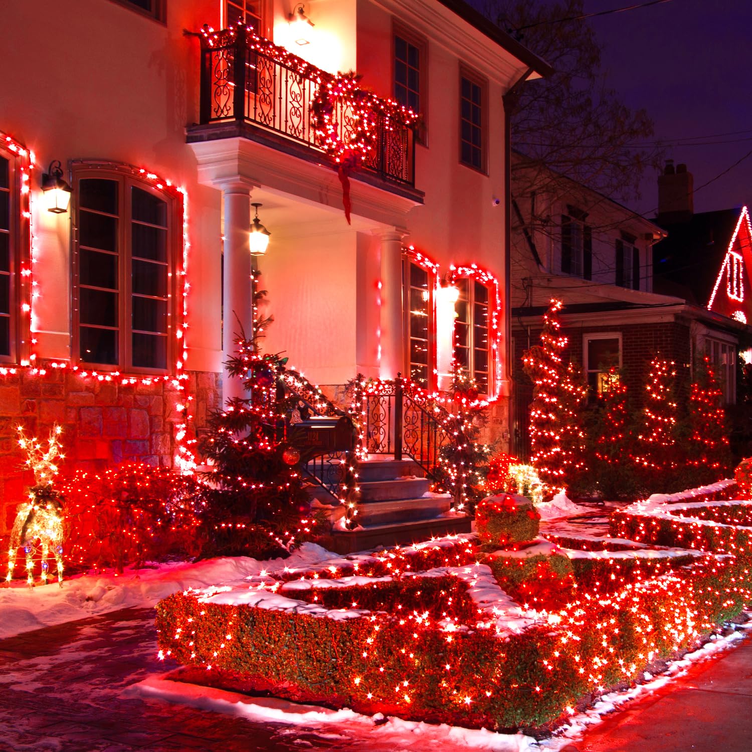JMEXSUSS 500 LED Red String Lights - 173ft Waterproof Outdoor Christmas Lights with 8 Modes for Xmas Tree, Party, Holiday & Valentine's Day Decorations - Perfect for Garden, Patio, and Indoor Festive Lighting